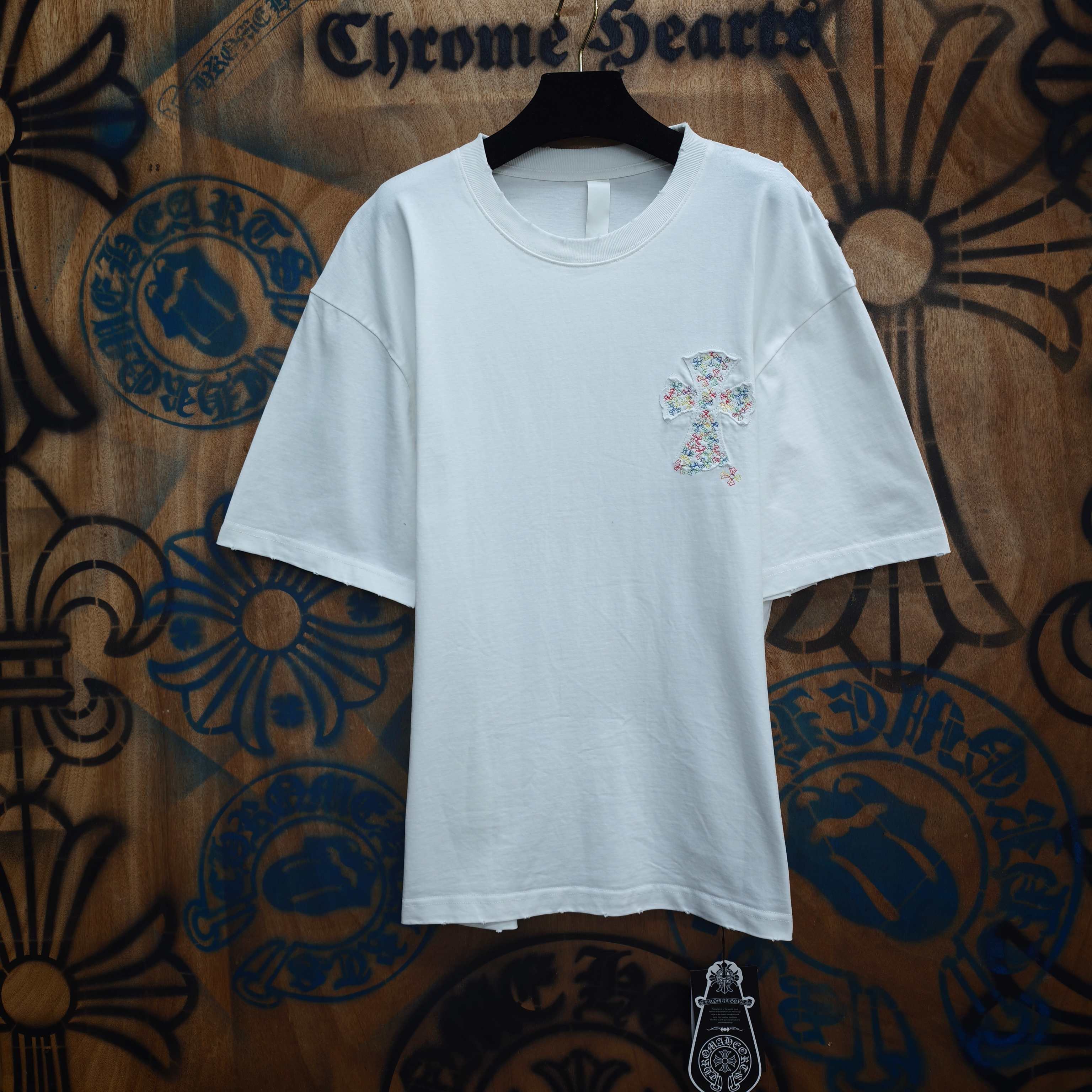 Chrome Hearts Chrome Hearts CH 克罗心重工白色镀银立体印花黑色立体绣花长袖 重工洗水