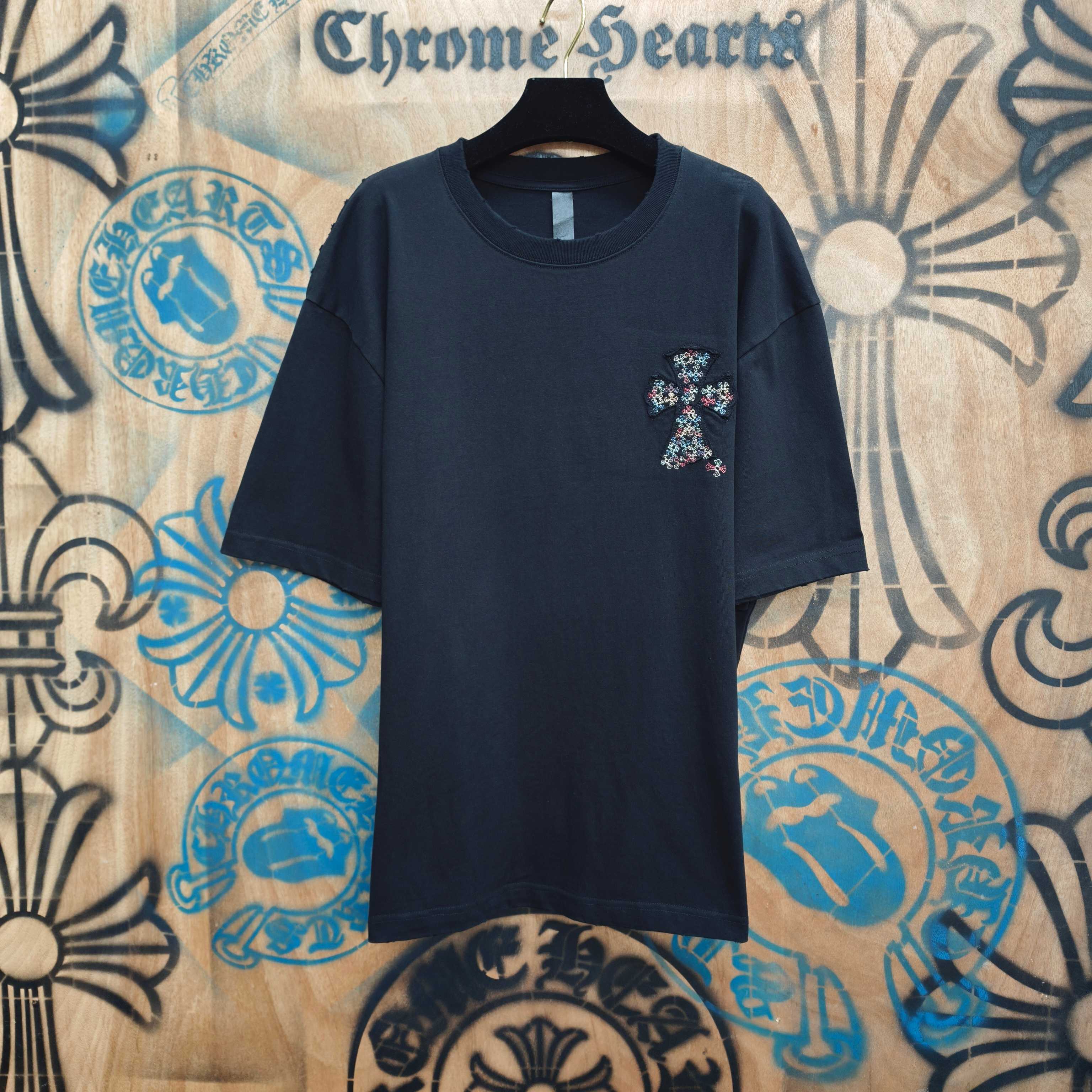 Chrome Hearts Chrome Hearts CH 克罗心重工白色镀银立体印花黑色立体绣花长袖 重工洗水