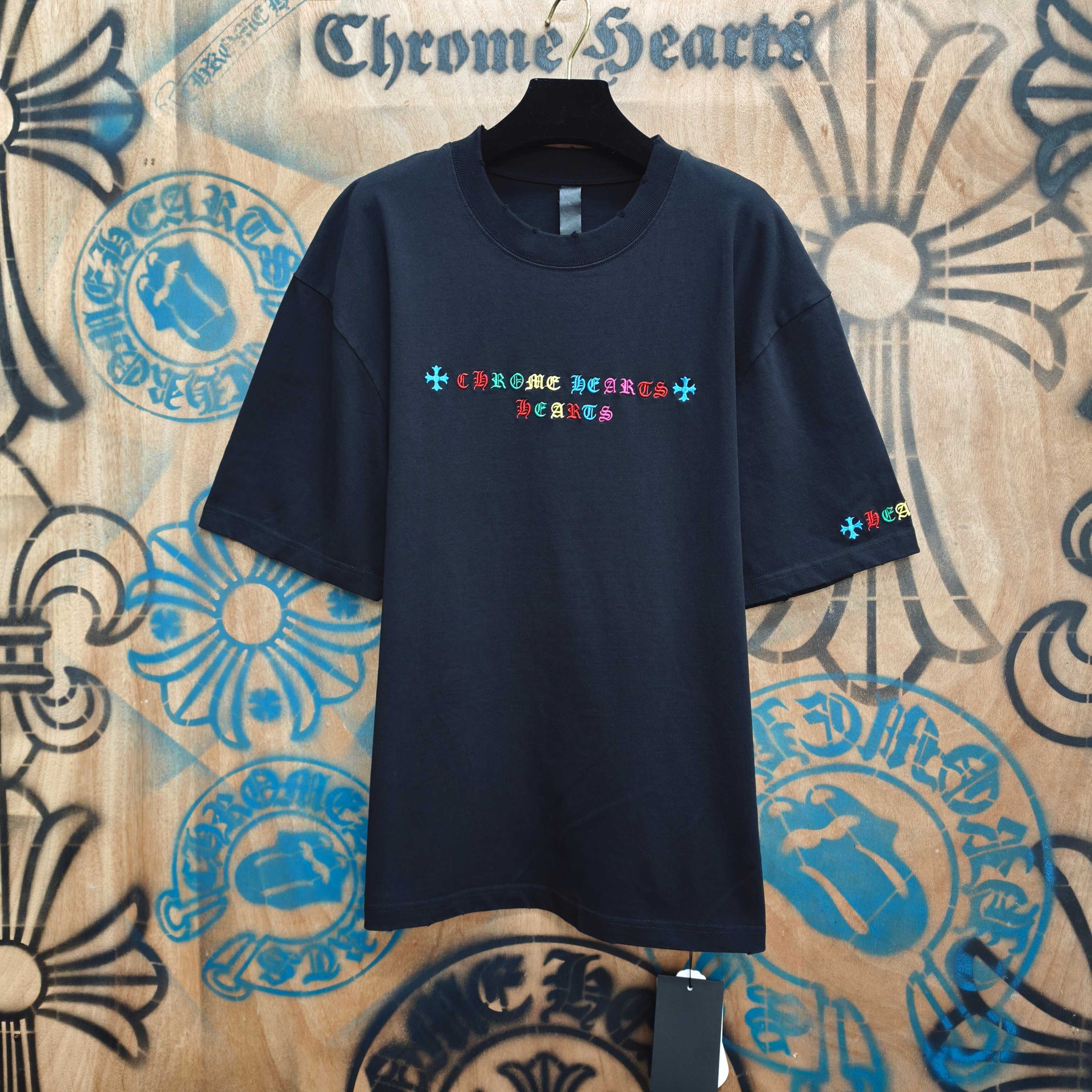 Chrome Hearts Chrome Hearts CH 克罗心重工白色镀银立体印花黑色立体绣花长袖 重工洗水