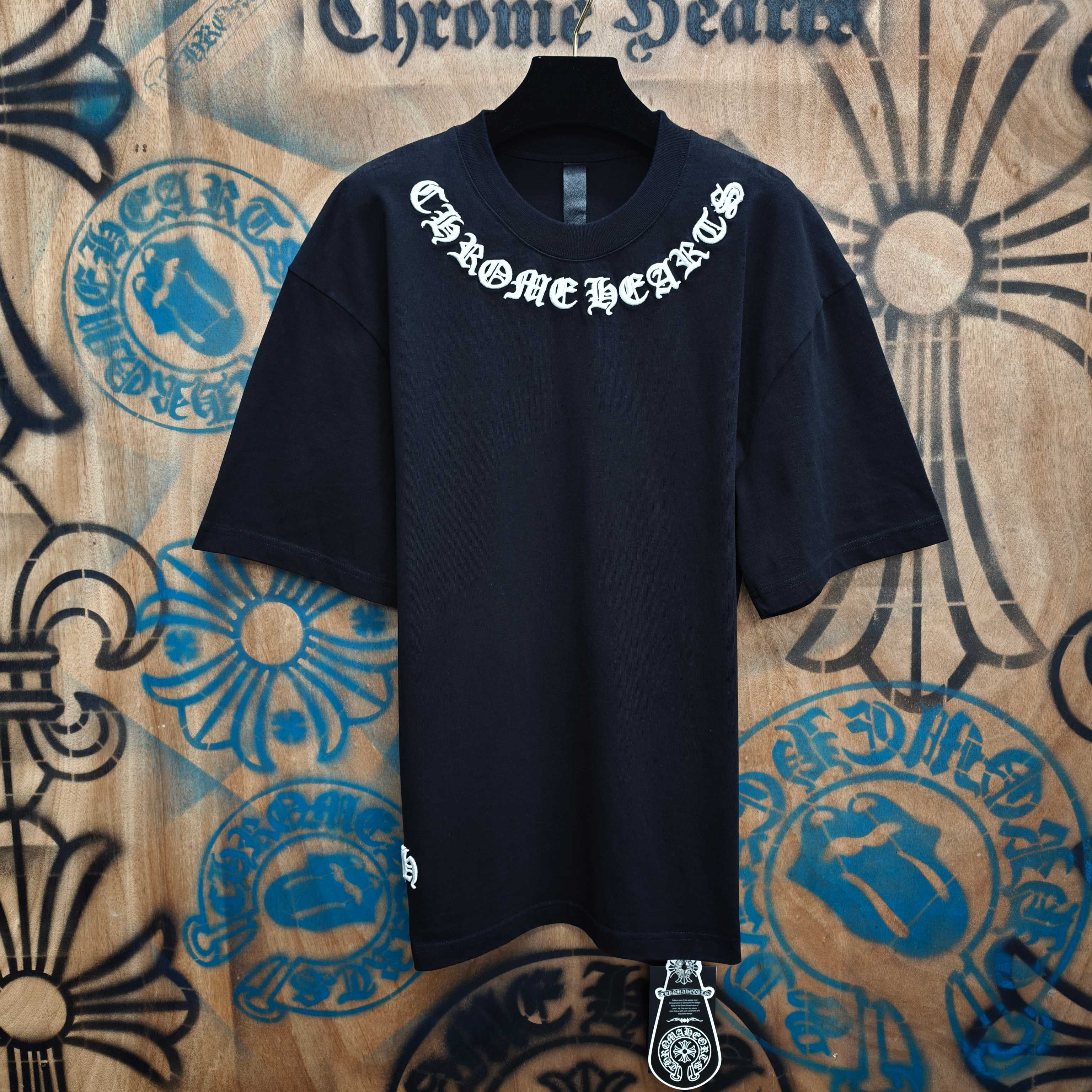 Chrome Hearts Chrome Hearts CH 克罗心重工白色镀银立体印花黑色立体绣花长袖 重工洗水