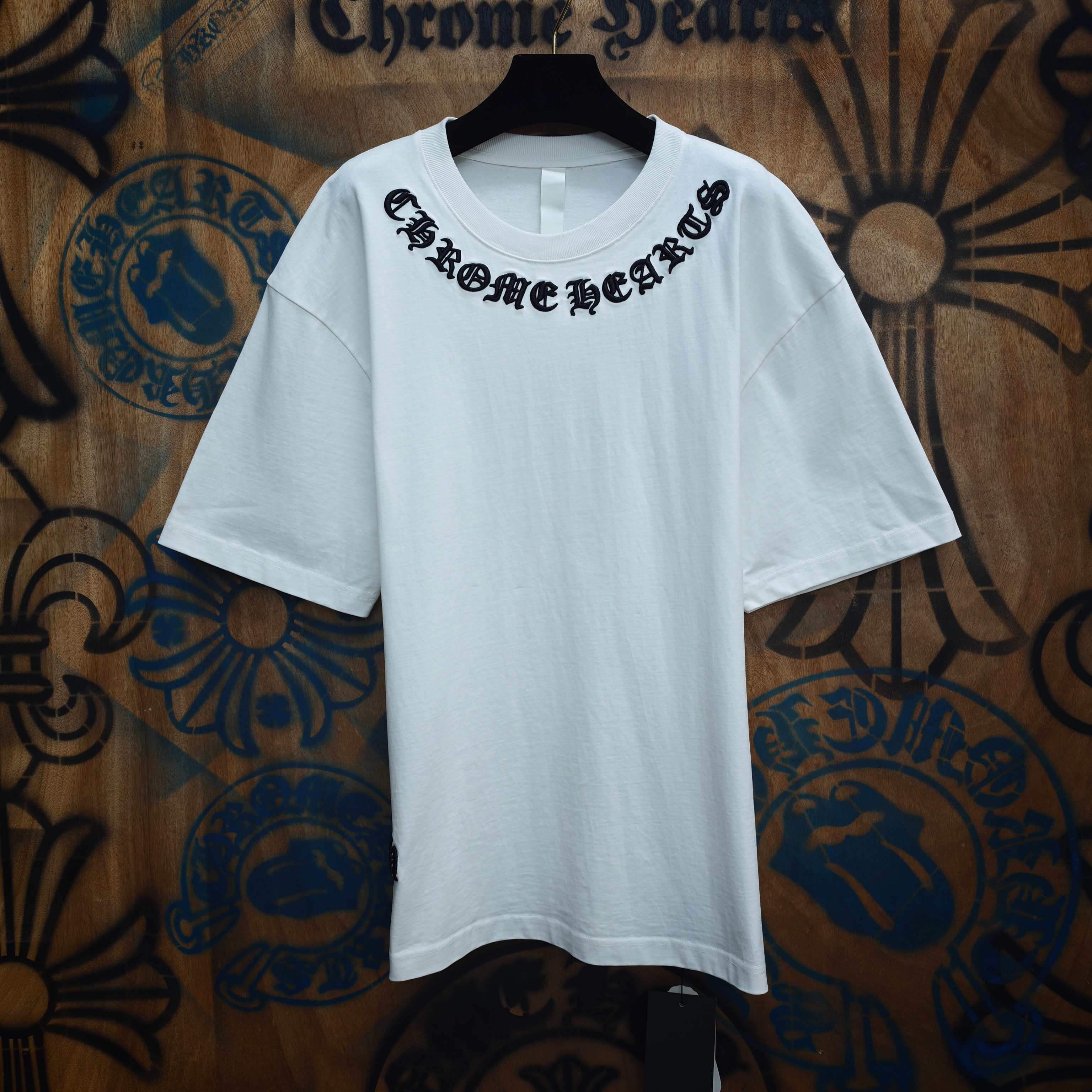 Chrome Hearts Chrome Hearts CH 克罗心重工白色镀银立体印花黑色立体绣花长袖 重工洗水