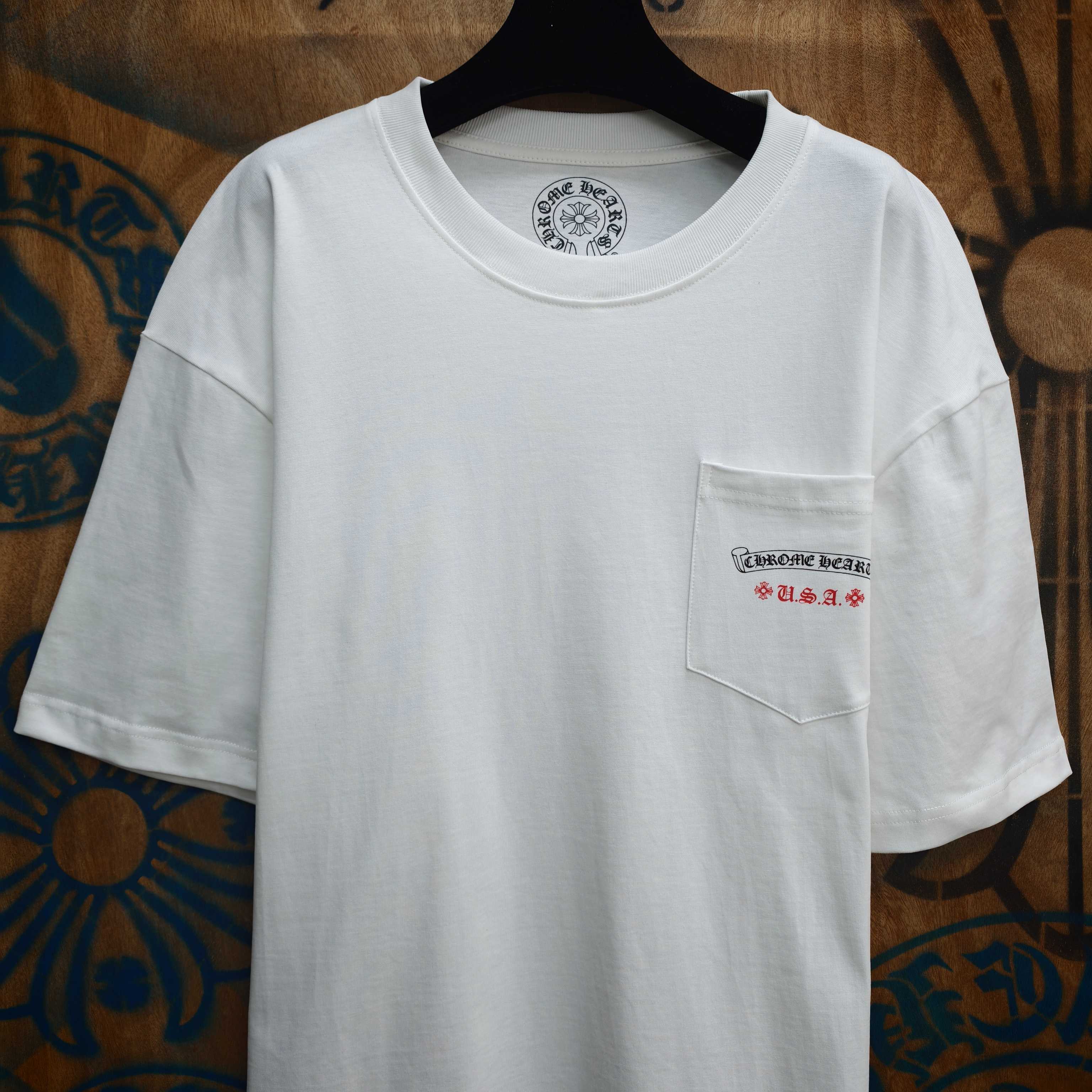 Chrome Hearts Chrome Hearts CH 克罗心重工白色镀银立体印花黑色立体绣花长袖 重工洗水