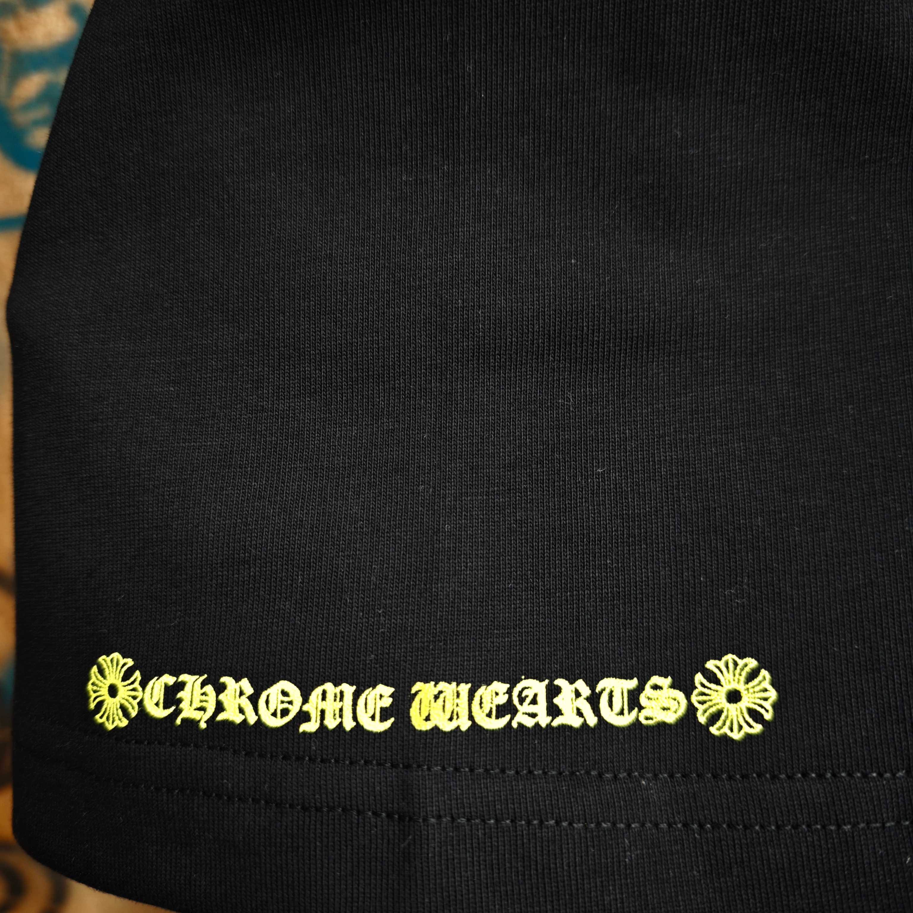 Chrome Hearts PChrome Hearts CH 克罗心重工白色镀银立体印花黑色立体绣花长袖 重工洗水