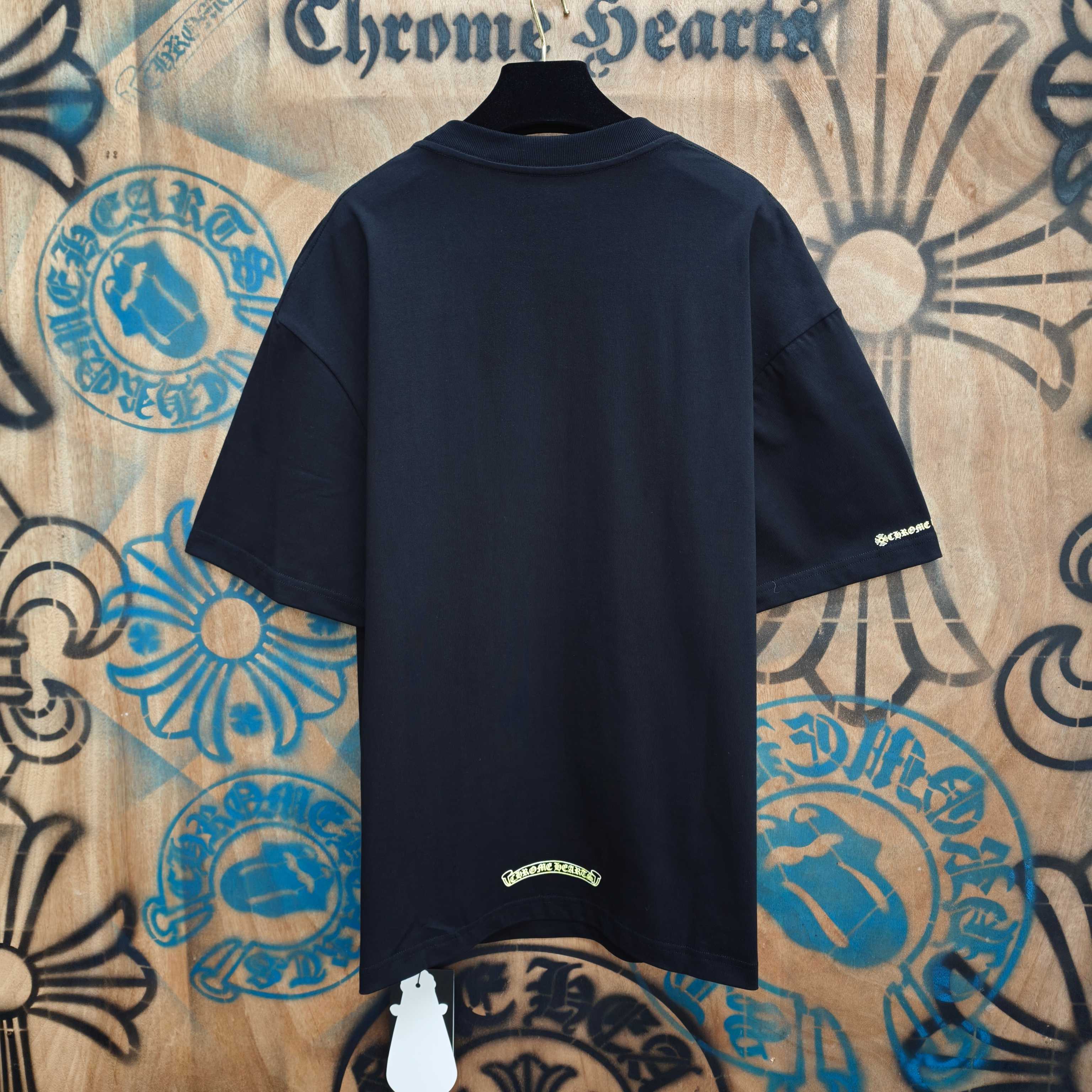 Chrome Hearts PChrome Hearts CH 克罗心重工白色镀银立体印花黑色立体绣花长袖 重工洗水