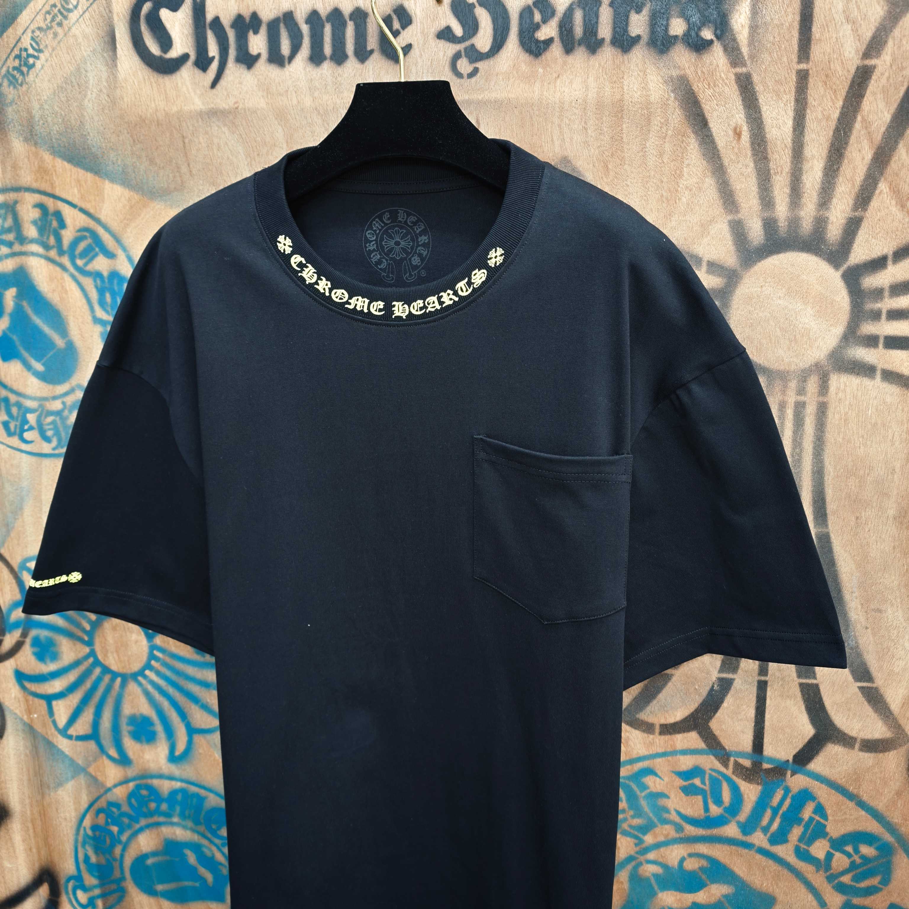 Chrome Hearts PChrome Hearts CH 克罗心重工白色镀银立体印花黑色立体绣花长袖 重工洗水