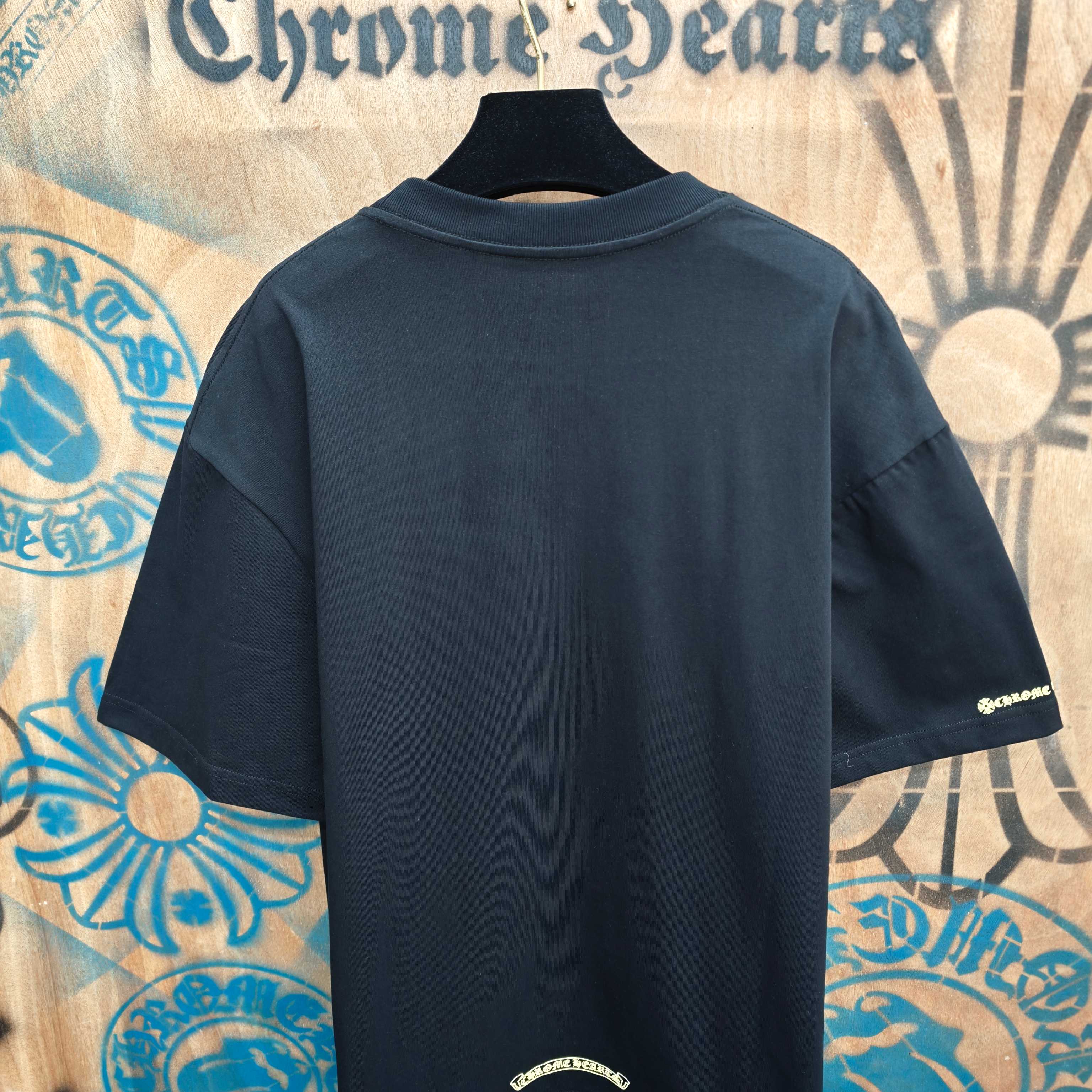 Chrome Hearts PChrome Hearts CH 克罗心重工白色镀银立体印花黑色立体绣花长袖 重工洗水