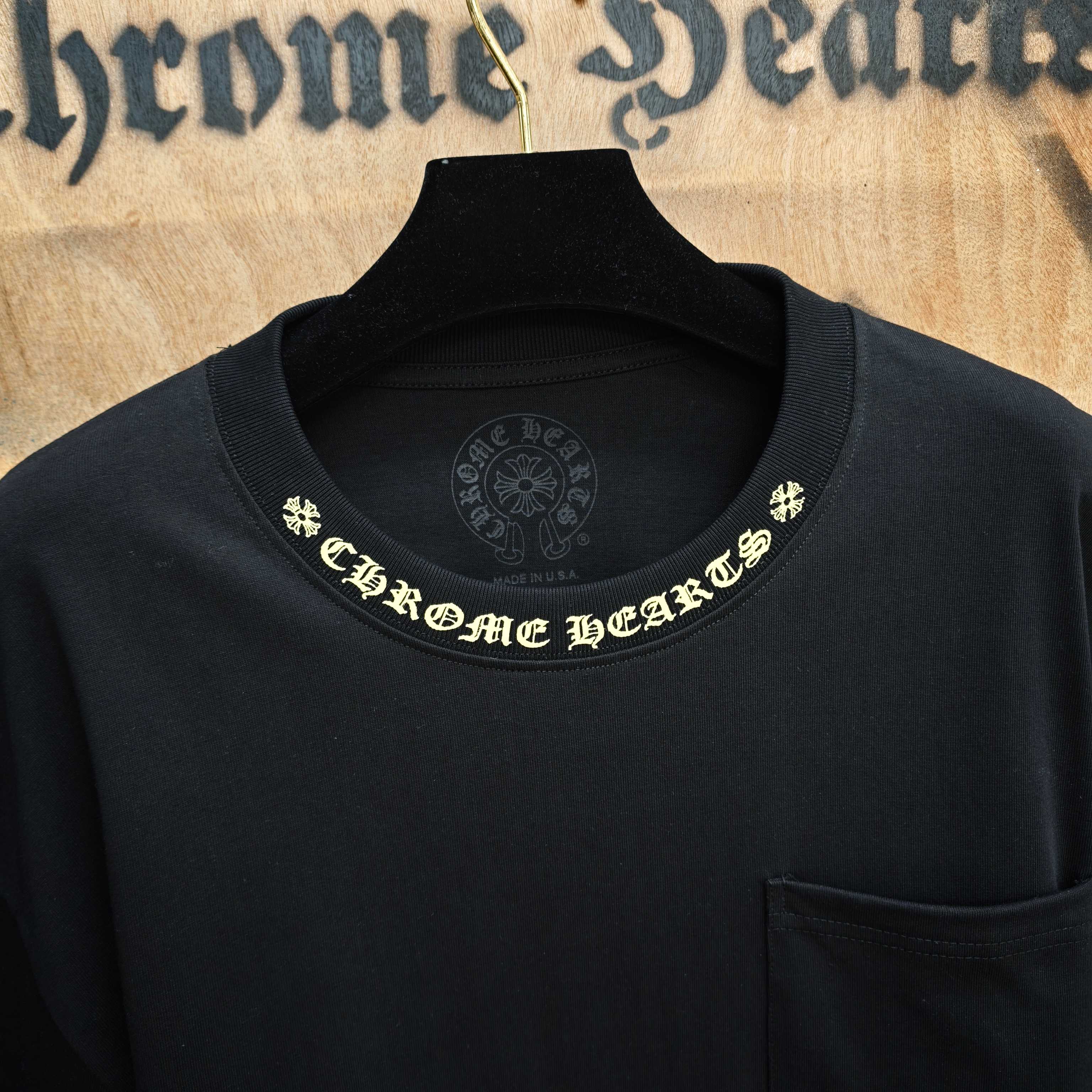 Chrome Hearts PChrome Hearts CH 克罗心重工白色镀银立体印花黑色立体绣花长袖 重工洗水