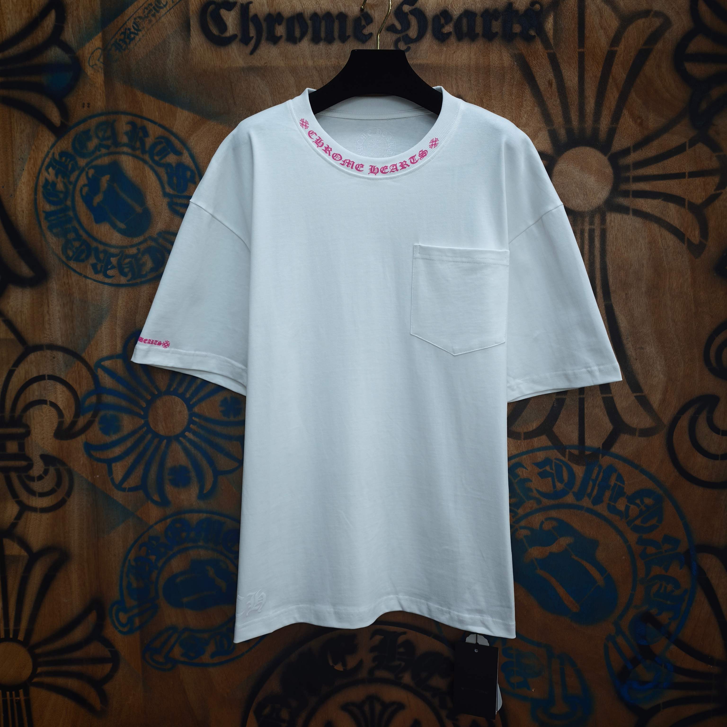 Chrome Hearts Chrome Hearts CH 克罗心重工白色镀银立体印花黑色立体绣花长袖 重工洗水