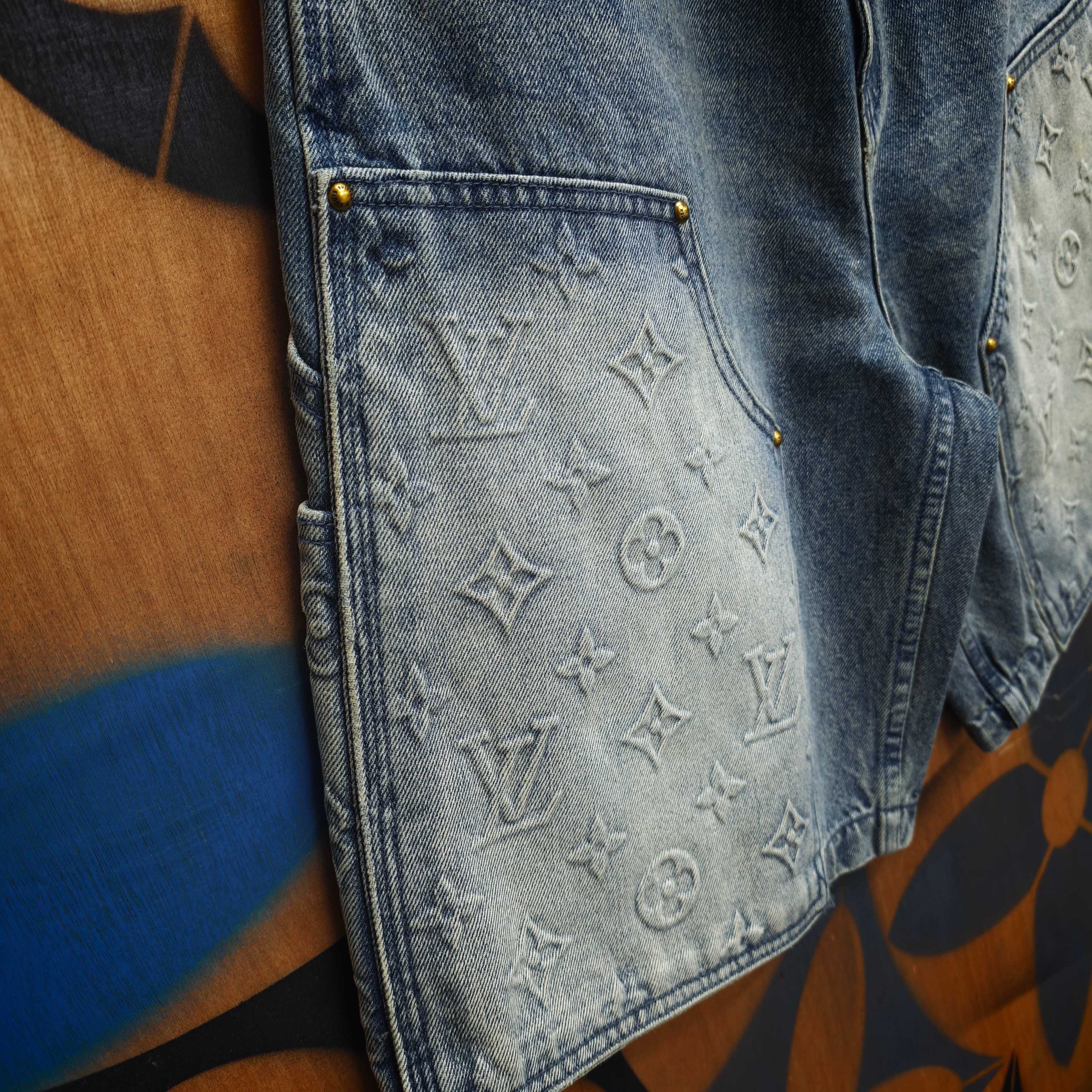 Louis Vuitton LV 23ss 压花浮雕牛仔短裤水洗蓝