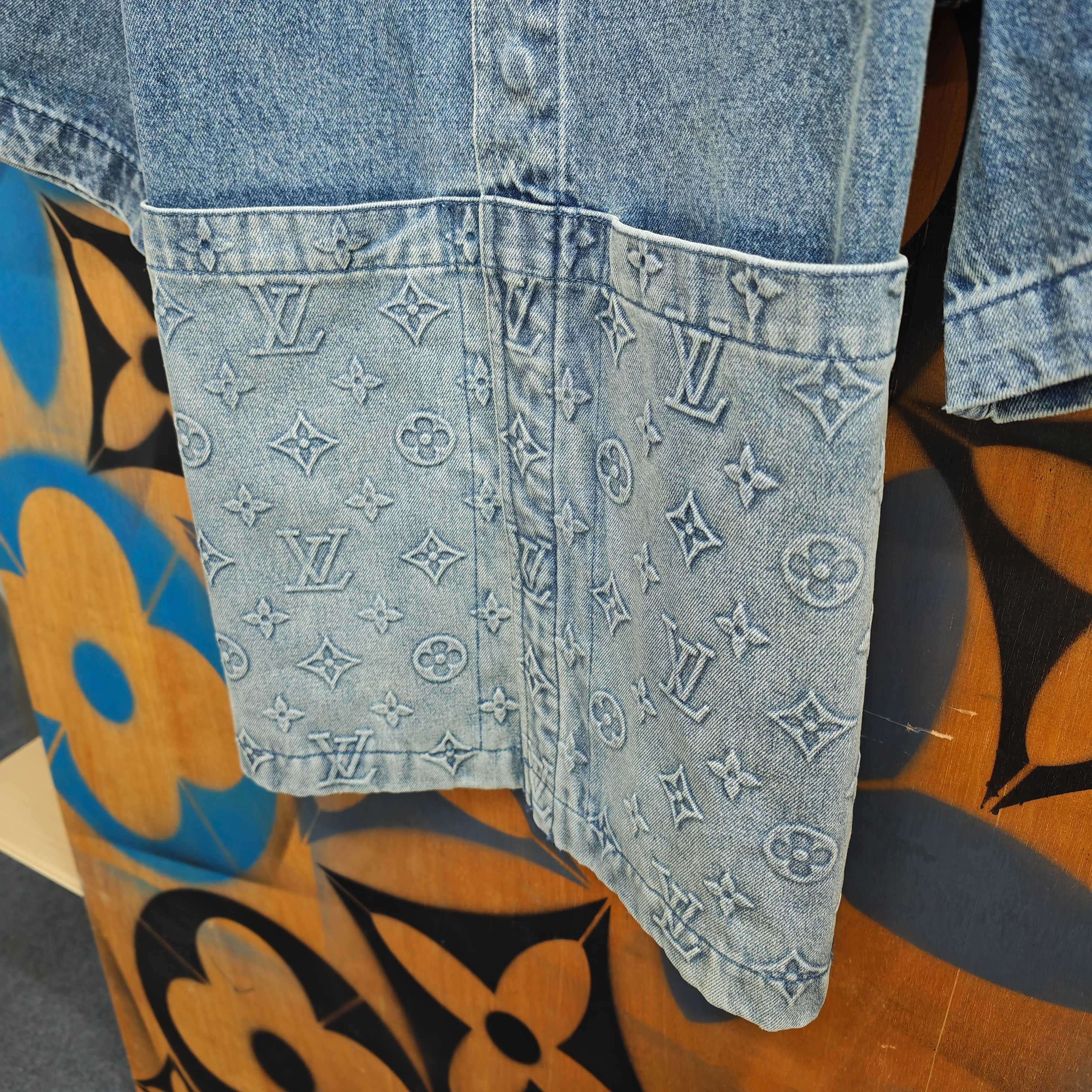 Louis Vuitton LV 23ss 压花浮雕牛仔短袖外套水洗蓝