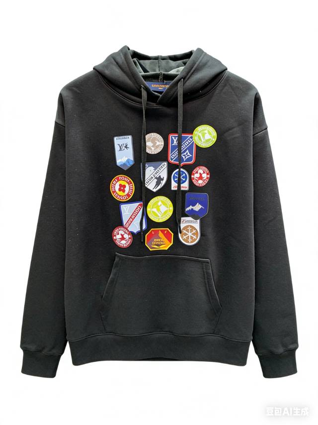 P125 LV Louis Vuitton 25ss nueva sudadera con capucha de terciopelo estampada con elementos de marca de otoño e inviern…