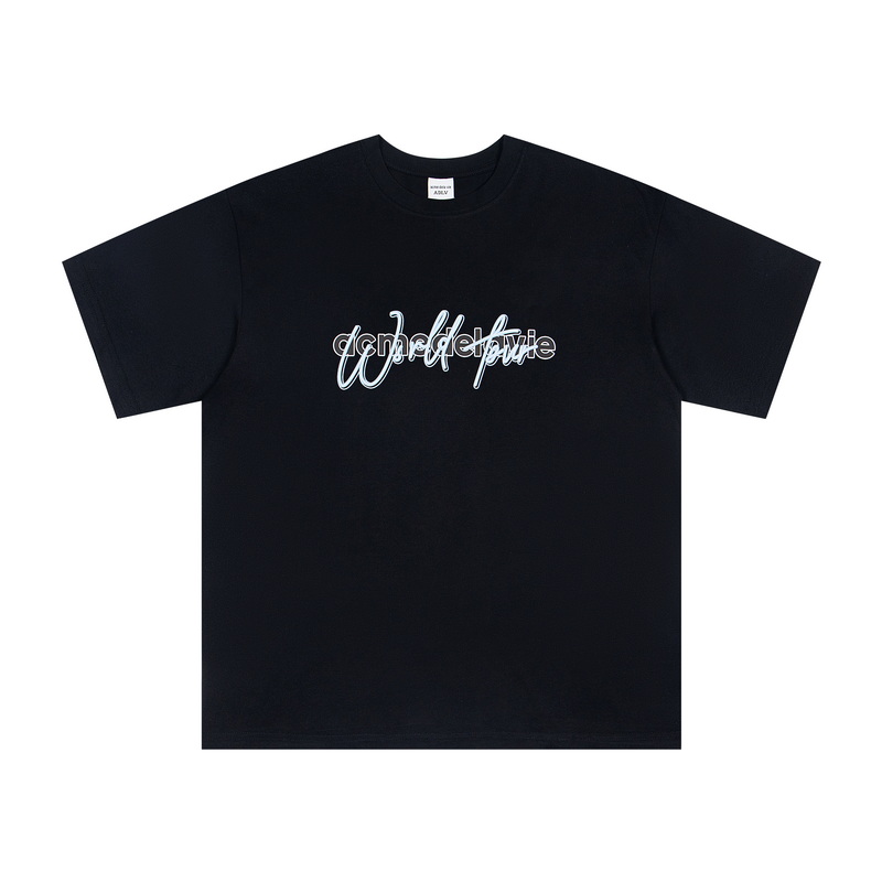 “Korean Tide Graffiti Script T-shirt, 280g Pure Tampons, Black/White, Code 12”
