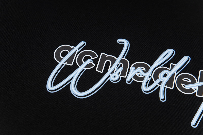 “Korean Tide Graffiti Script T-shirt, 280g Pure Tampons, Black/White, Code 12” - 图片 6