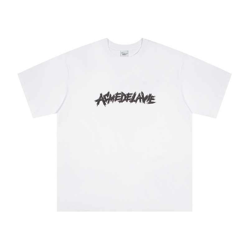 “Korean Tide Classic T-Shirt with Letter Print, Unisex, Black/White, Size J-X 1025#”