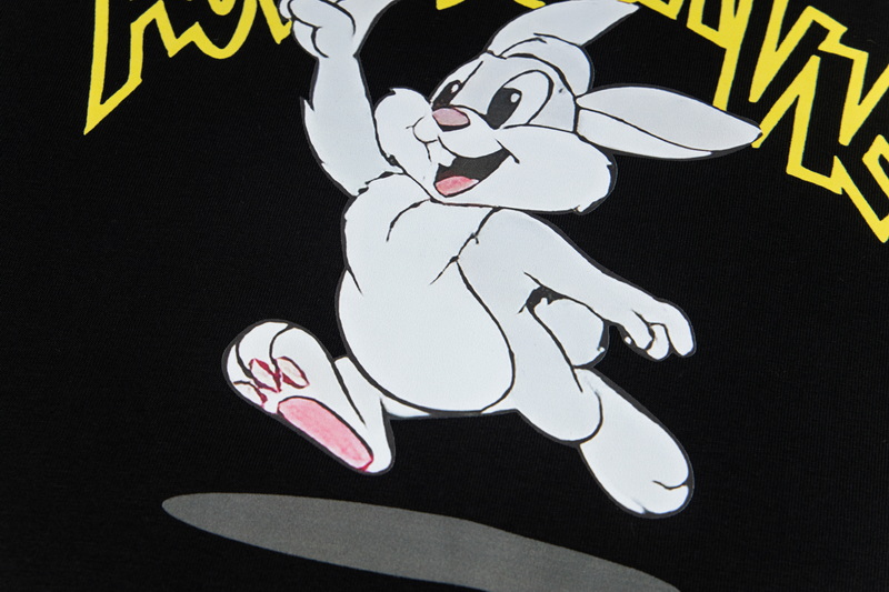 Korean Cartoon Rabbit T-Shirts with Tampons: Spring/Summer Fashion in Black/White. - 图片 4