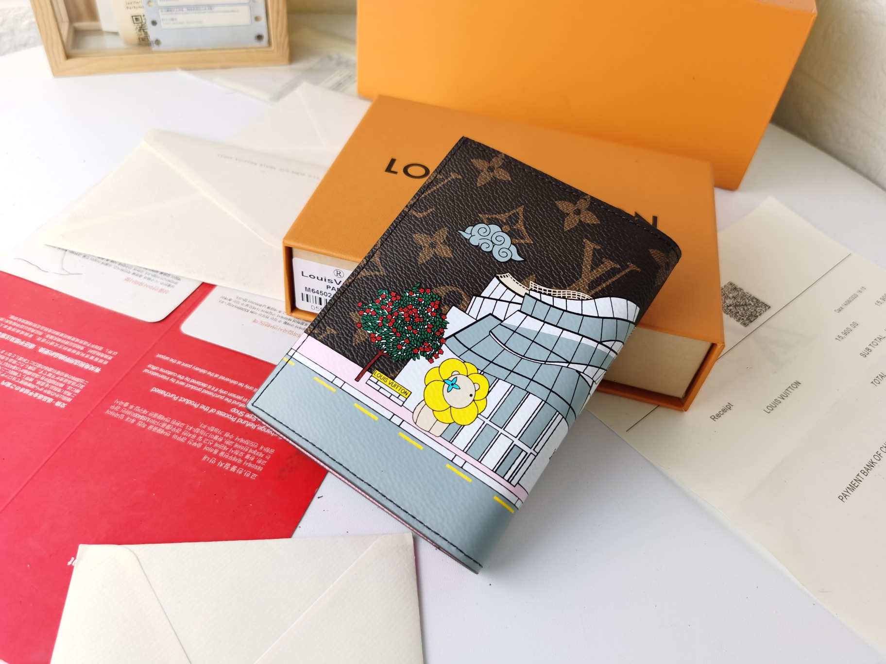 M64502パスポートケース - 高級感あふれる粒纹小牛皮製