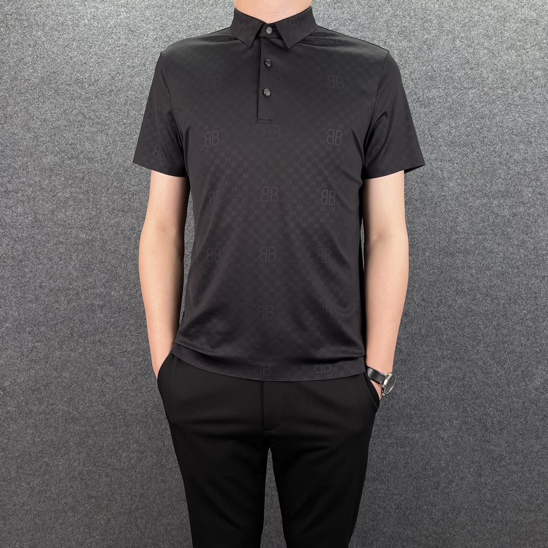 Balenciaga Kopen Kleding Polo T-Shirt Legergroen Zwart Groen Mannen Lente/Zomercollectie Fashion Korte mouw