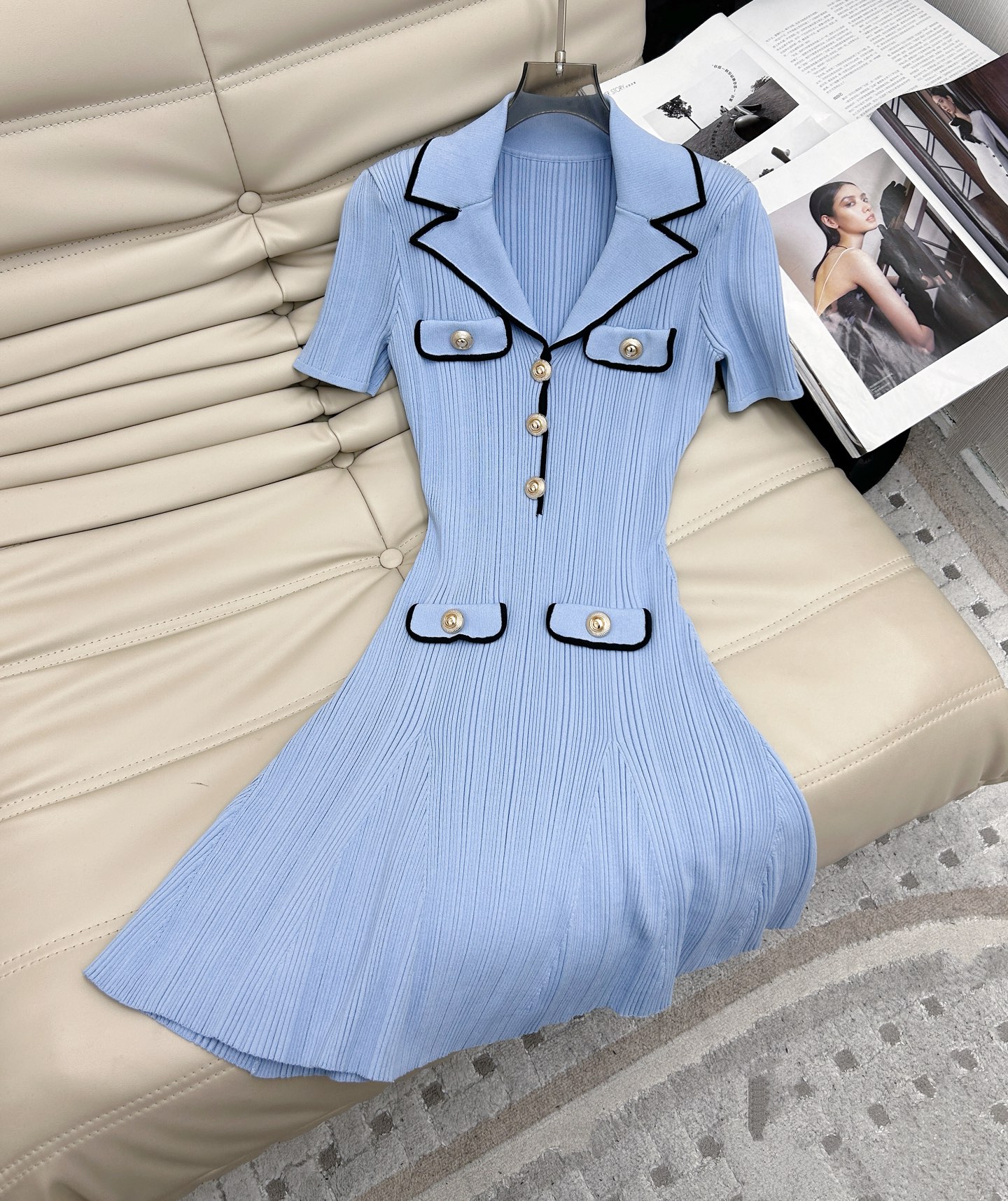 25Ss夏季新款 polo衫收腰针织连衣裙👗独家开发！高版出品！超爱简约时髦风！修身显瘦的版型，女神必备