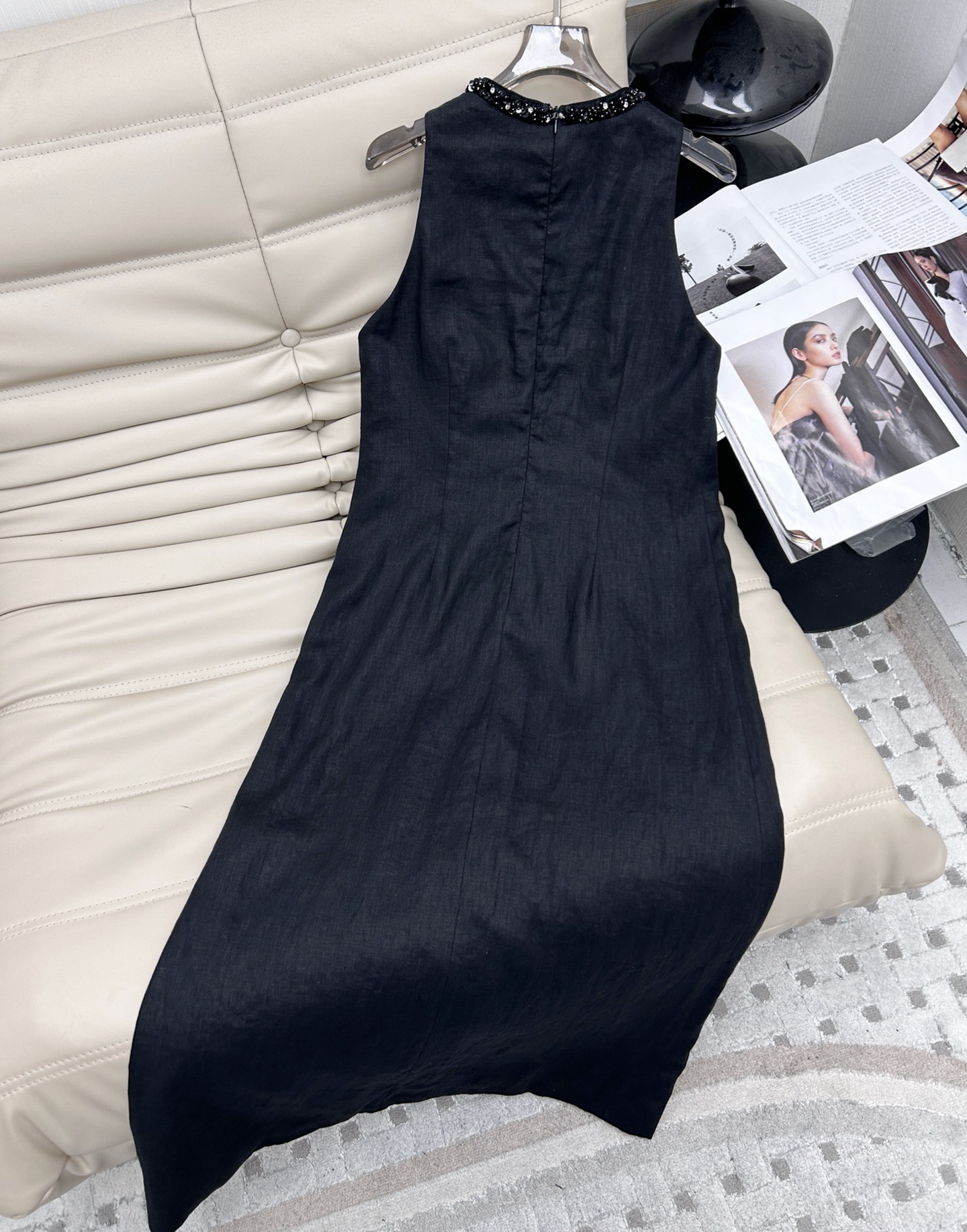 Natural Linen Dress with Beaded Detail, Loose Fit, and Straight Silhouette 8 i1741860782747 2031 0 6