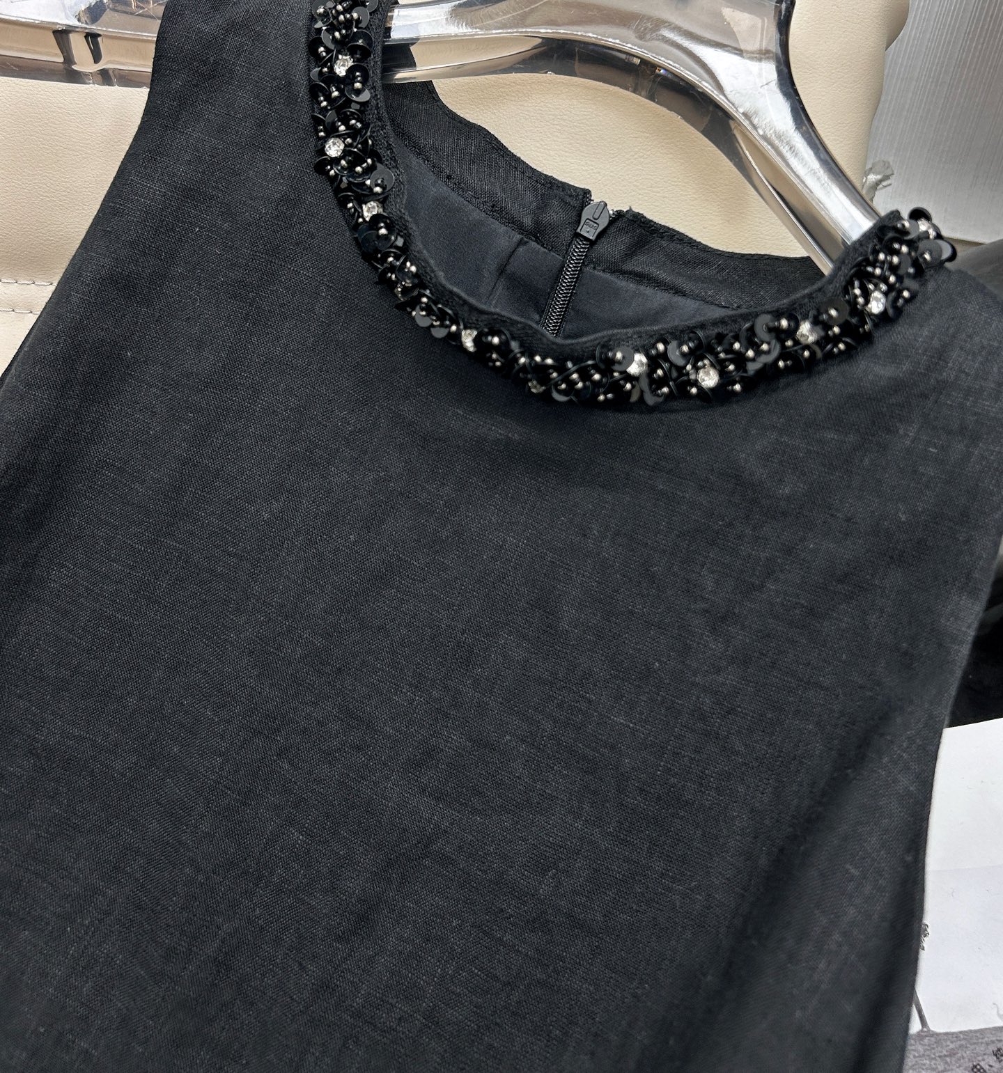 Natural Linen Dress with Beaded Detail, Loose Fit, and Straight Silhouette 4 i1741860782908 7518 0 2