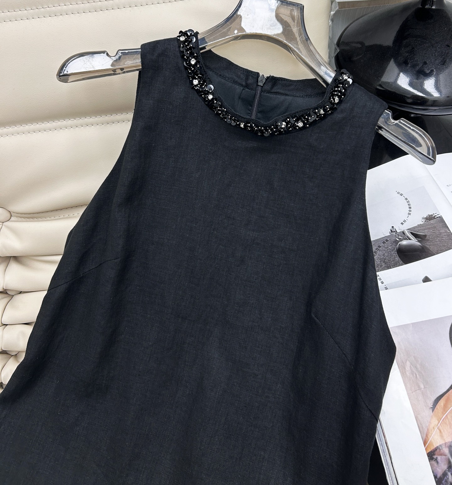 Natural Linen Dress with Beaded Detail, Loose Fit, and Straight Silhouette 3 i1741860785868 5647 0 1