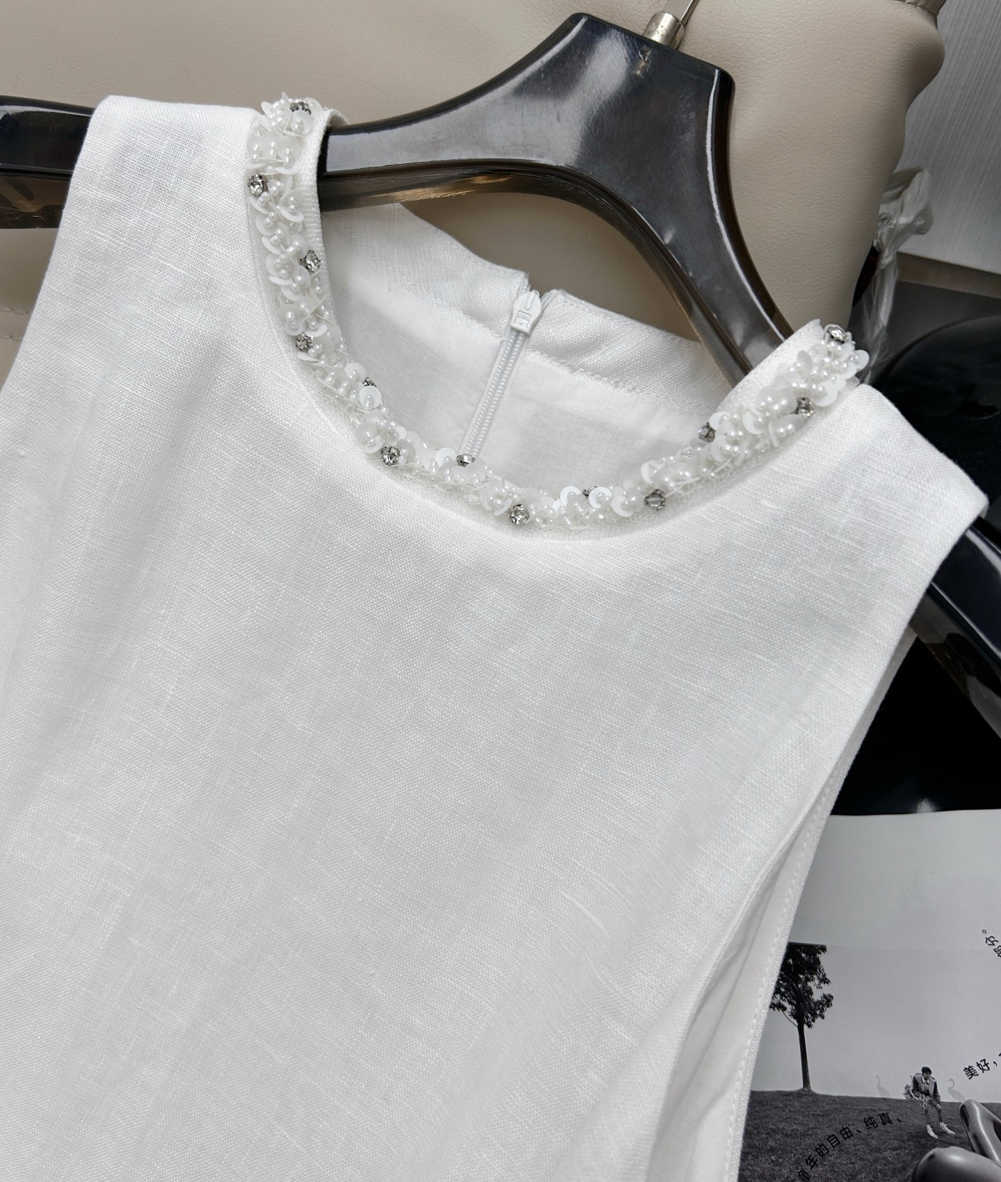 Elegant Linen Dress with Beaded Detail - Lightweight & Comfortable, New 2024 Design 4 i1741860824267 9059 0 2