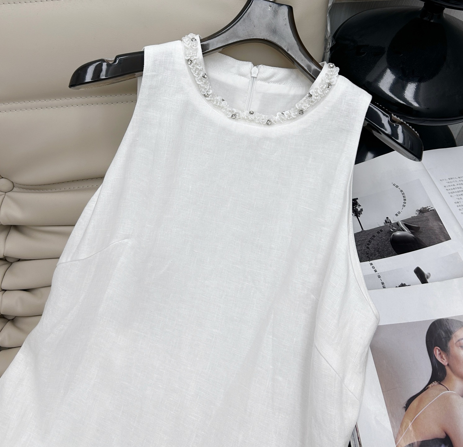 Elegant Linen Dress with Beaded Detail - Lightweight & Comfortable, New 2024 Design 3 i1741860824354 8222 0 1