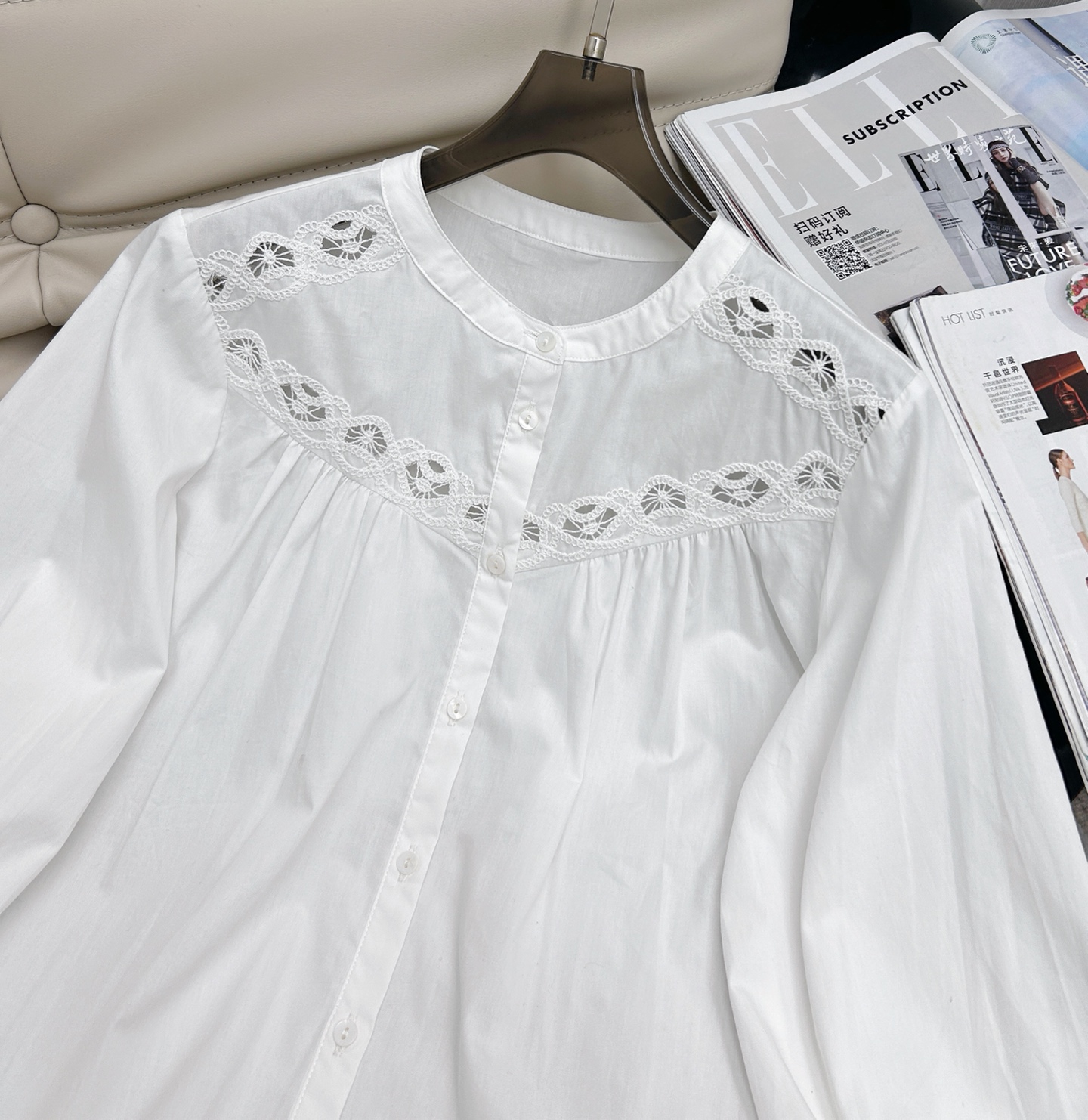 White Lace Trimmed Blouse and Skirt Set, 100% Cotton, Elegant and Comfortable 4 i1743937821982 9244 0 2
