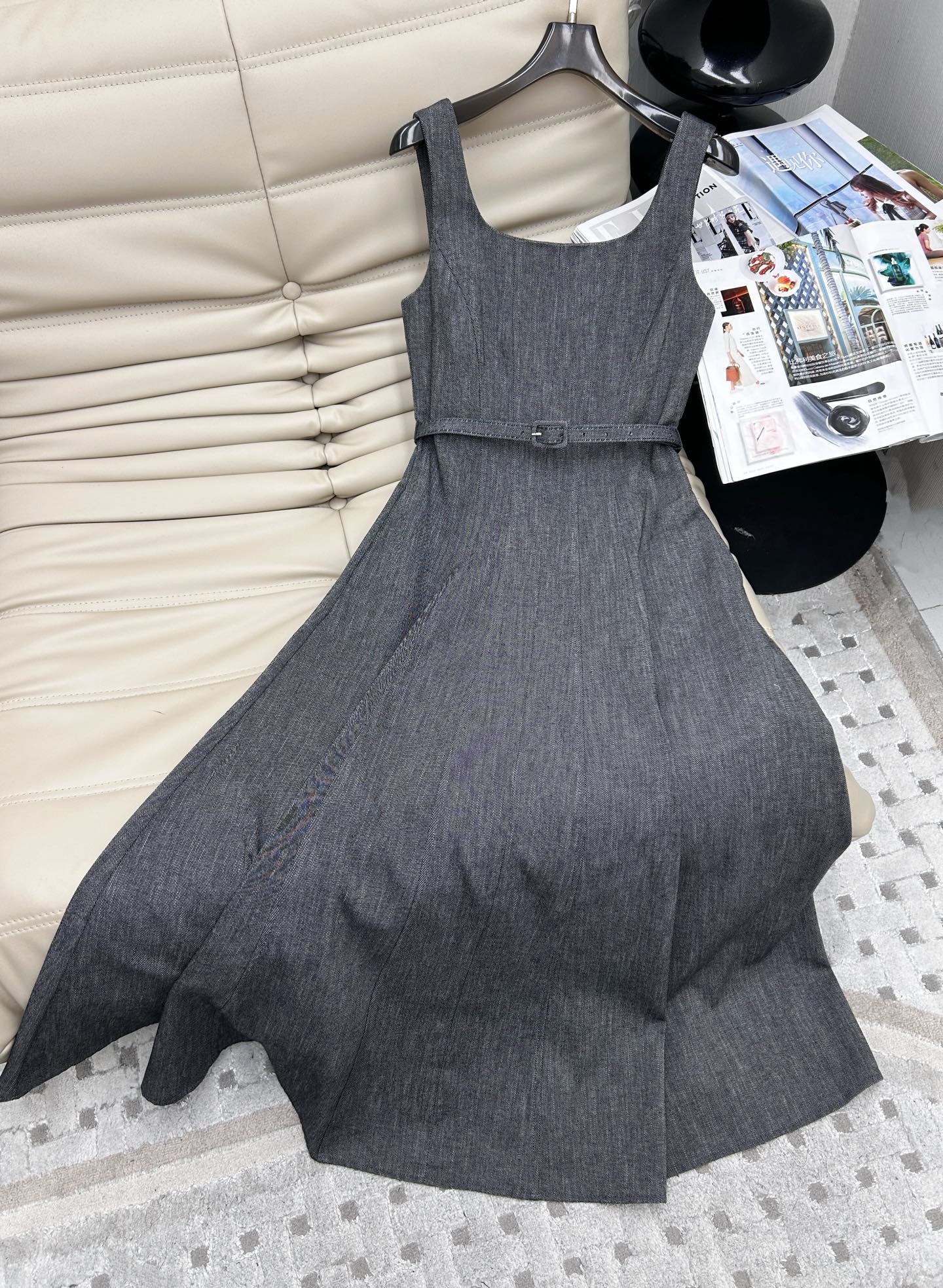 Elegant Texture Grey Cami Dress - Slim Fit, Versatile Style, All-Season Wear 2 i1744371626720 647 0 0