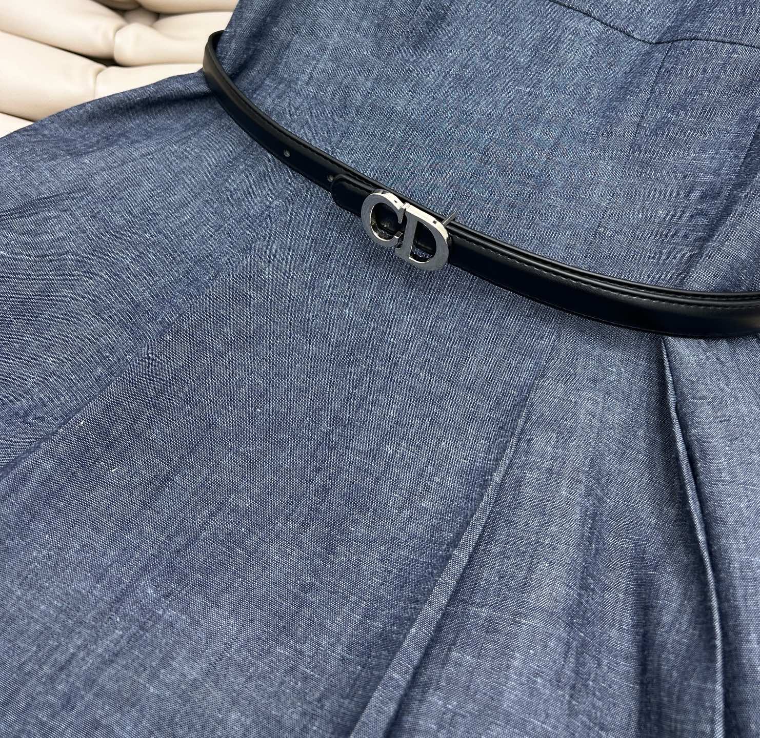 Blue Puff Sleeve Midi Dress with Belt - Elegant Spring Fashion 4 i1745060259362 9939 0 2