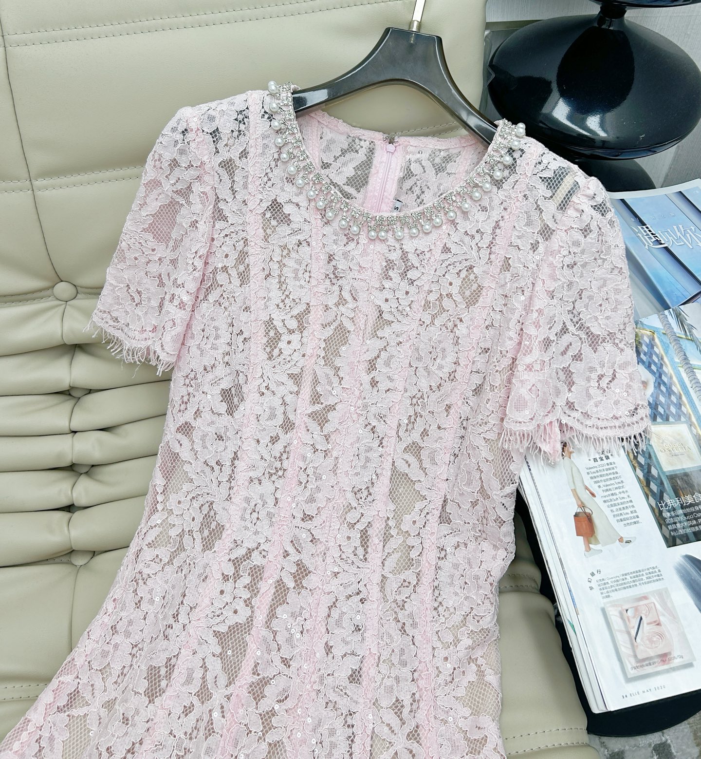 Elegant Pink Lace Dress with Pearl and Diamond Embellishments - Summer Ready 3 i1745147716193 1416 0 1
