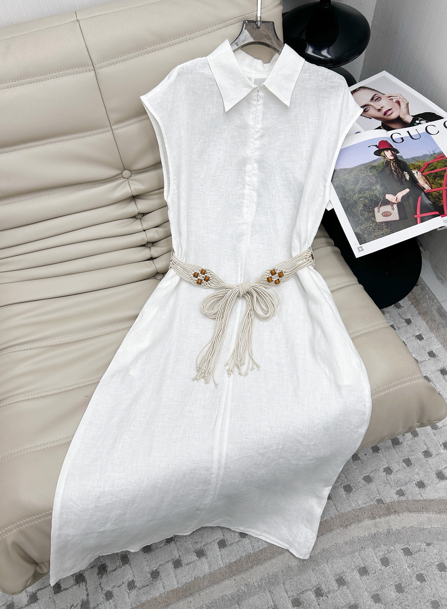Sleeveless Linen Dress with Belt, Turn-Down Collar, and Slimming Fit - New 2025 2 i1745840117172 6717 0 0