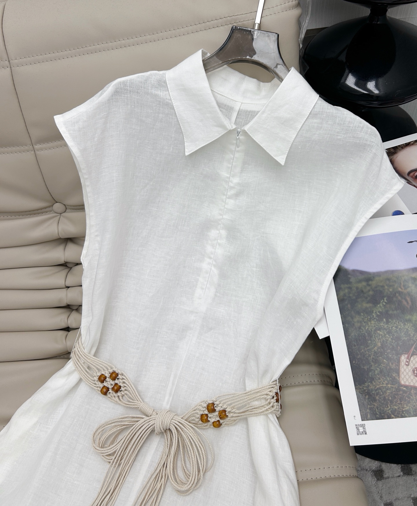 Sleeveless Linen Dress with Belt, Turn-Down Collar, and Slimming Fit - New 2025 3 i1745840124889 9944 0 1