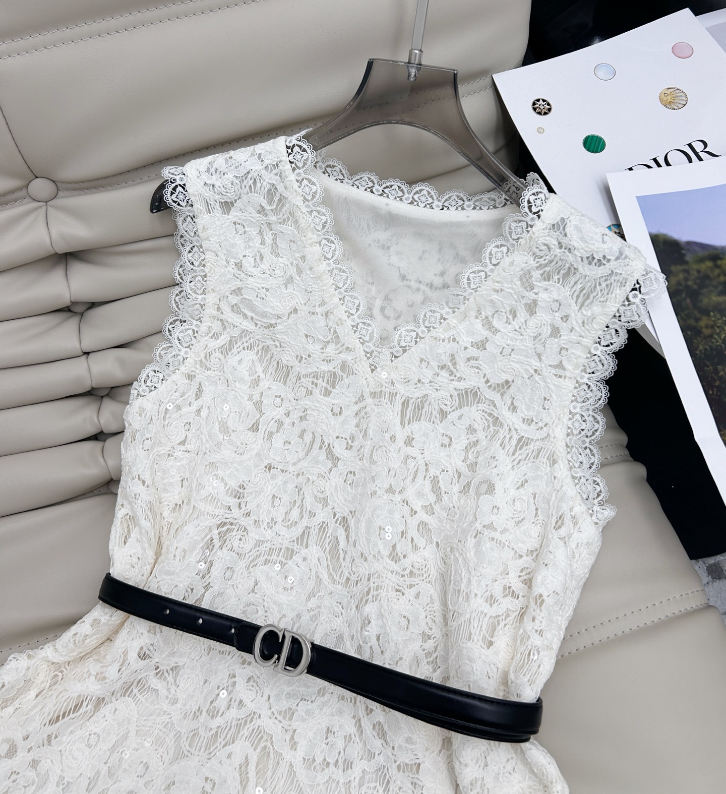 Lace V-Neck Vest Top & High Waist Skirt Set - Chic & Elegant Outfit 4 i1746350407951 6902 0 2