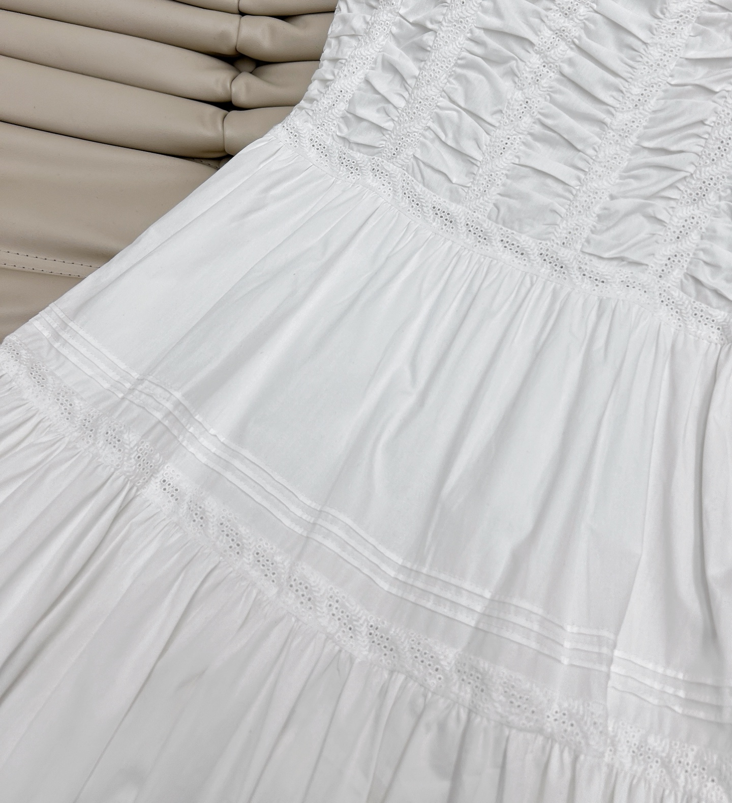 White Embroidered Sundress - Lightweight Cotton, High Waist, Elegant Vacation Style 4 i1747222014600 9453 0 2