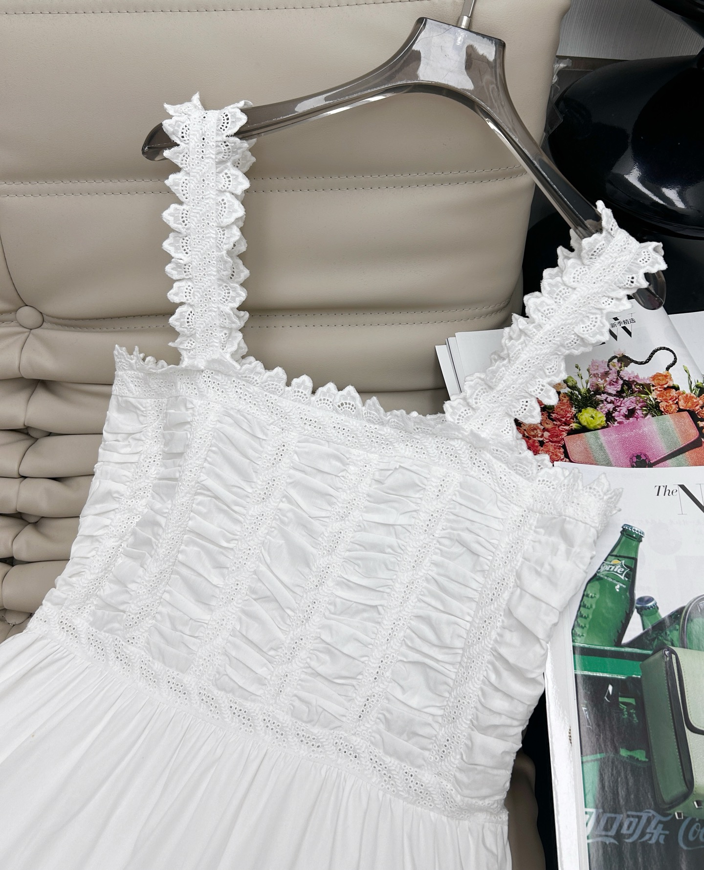 White Embroidered Sundress - Lightweight Cotton, High Waist, Elegant Vacation Style 8 i1747222014747 6064 0 6