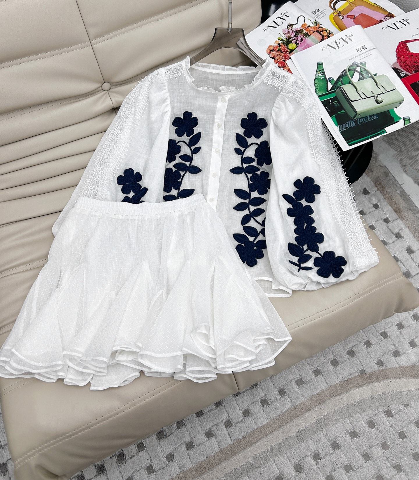 Embroidered Linen Top and Skirt Set - Vintage Style, Elegant Two-Piece Outfit 2 i1747222048383 4860 0 0