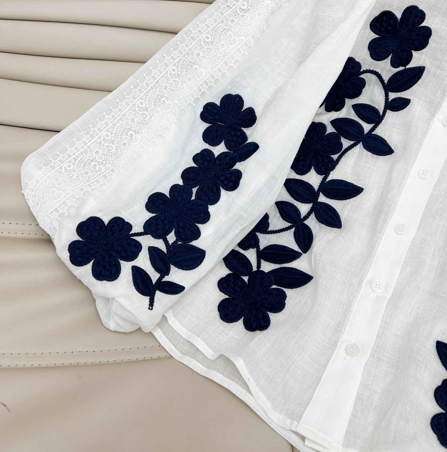 Embroidered Linen Top and Skirt Set - Vintage Style, Elegant Two-Piece Outfit 5 i1747222050675 8295 0 3