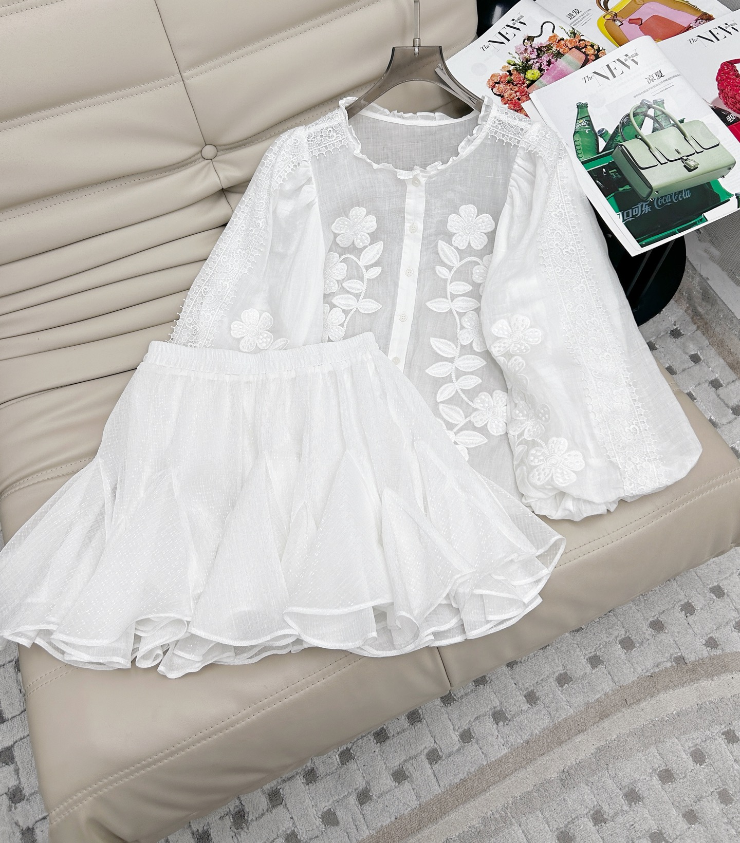 Embroidered Linen Blouse & Skirt Set - Vintage Floral Two-Piece Outfit 2 i1747222077793 4364 0 0