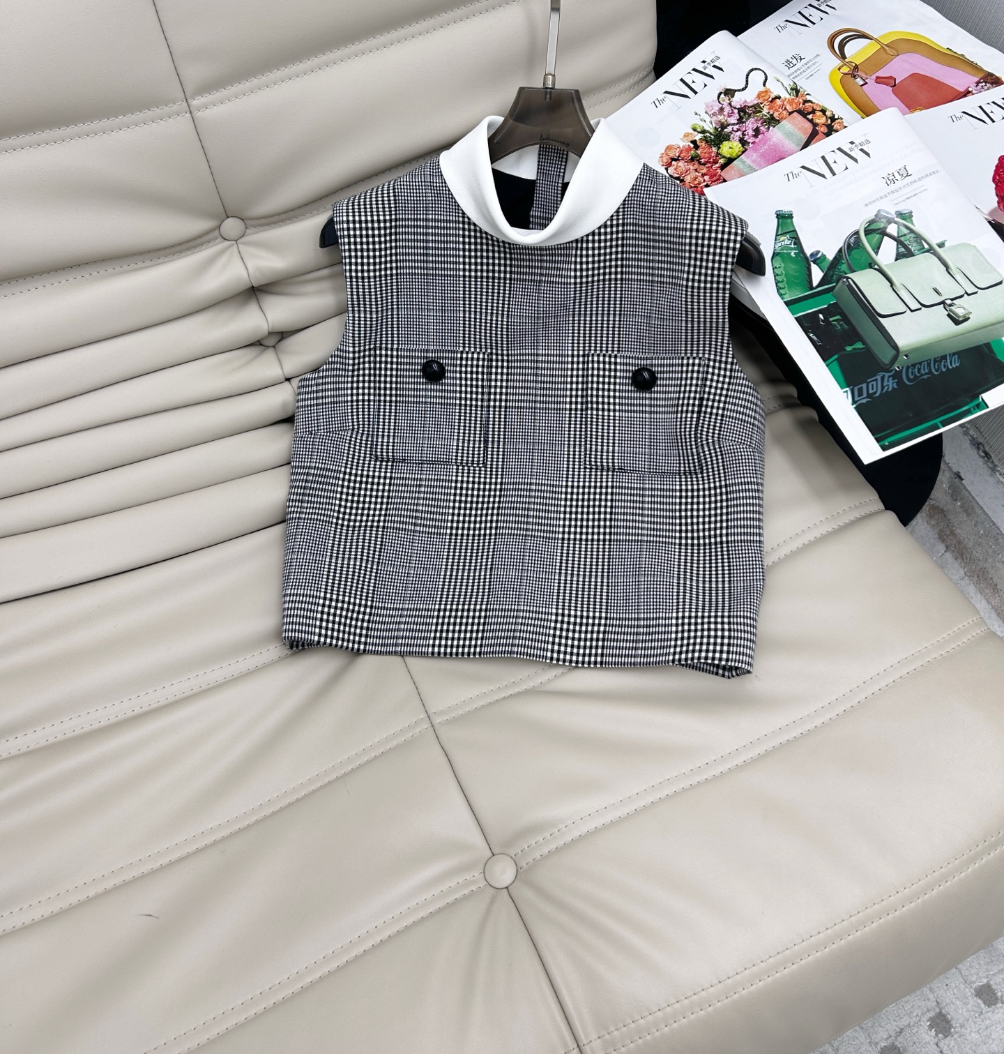 Gray Plaid Vest Two-Piece Set, Stylish British Style Vest & Pleated Skirt 3 i1748600518629 489 0 1