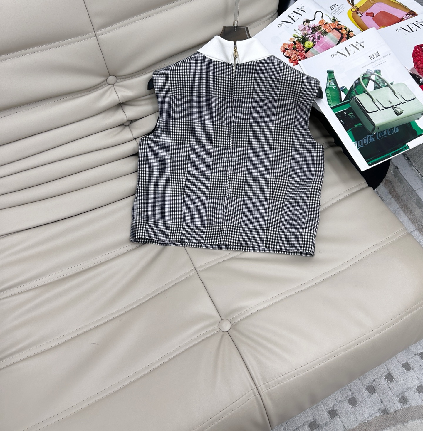 Gray Plaid Vest Two-Piece Set, Stylish British Style Vest & Pleated Skirt 5 i1748600518724 8924 0 4