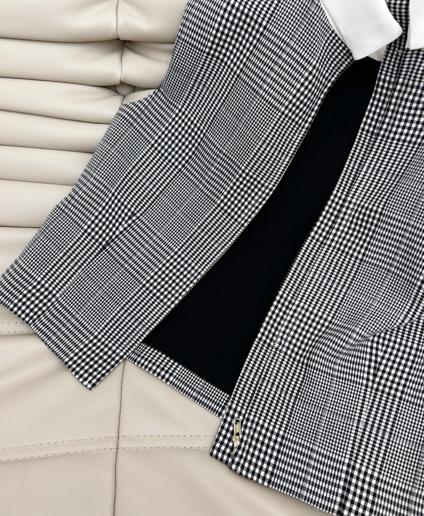 Gray Plaid Vest Two-Piece Set, Stylish British Style Vest & Pleated Skirt 6 i1748600522614 1829 0 5