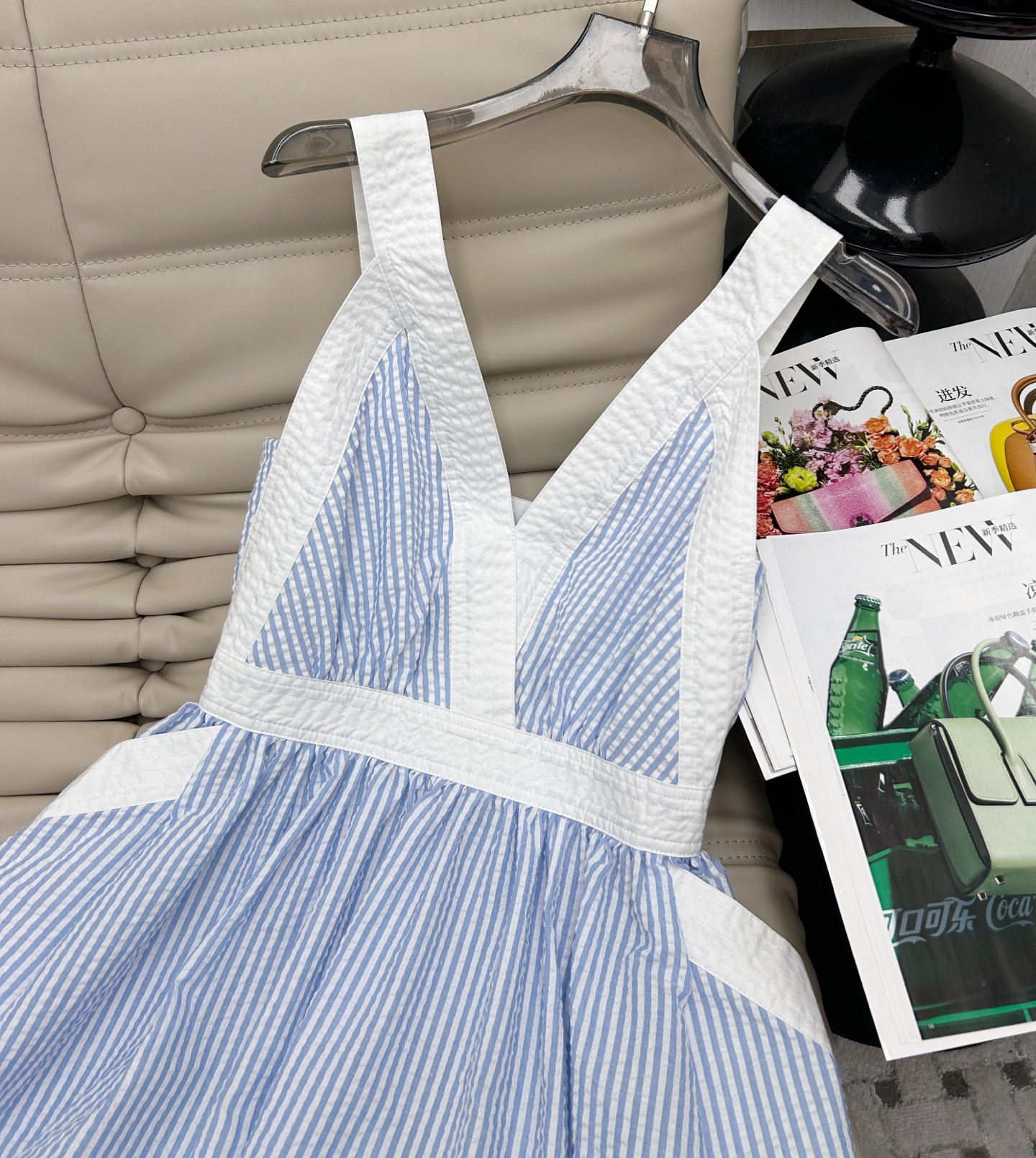 Blue and White Contrast Color Sling Dress - Elegant and Stylish 3 i1749196981530 5414 0 1