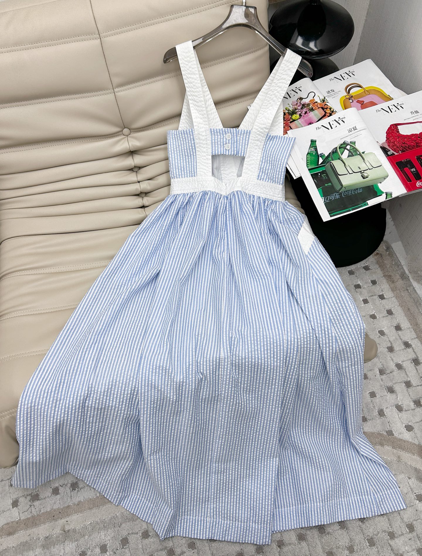 Blue and White Contrast Color Sling Dress - Elegant and Stylish 7 i1749196981609 5518 0 5