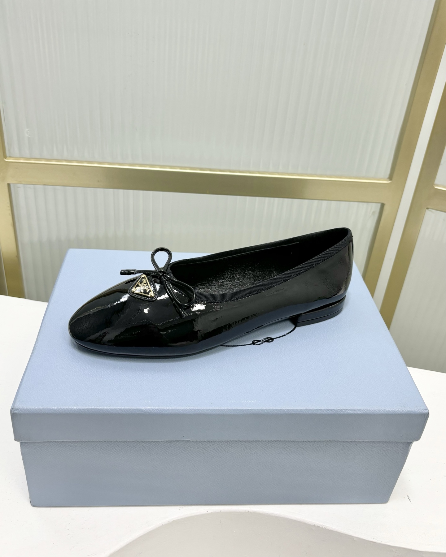 Prada Women's Black Leather Ballet Flats with Bow and Logo Accent 5 i1741011012031 8983 0 3