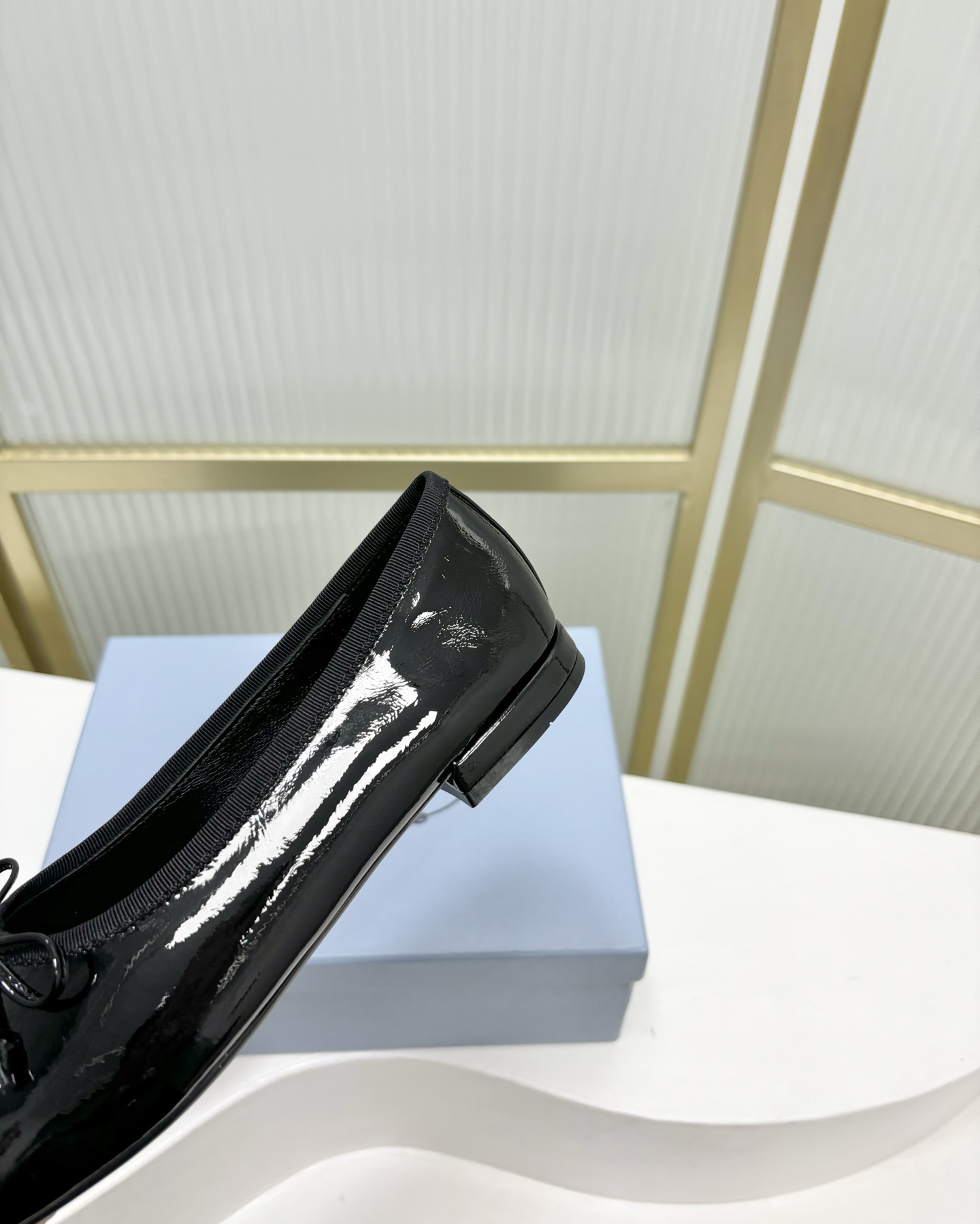 Prada Women's Black Leather Ballet Flats with Bow and Logo Accent 10 i1741011012096 8349 0 8