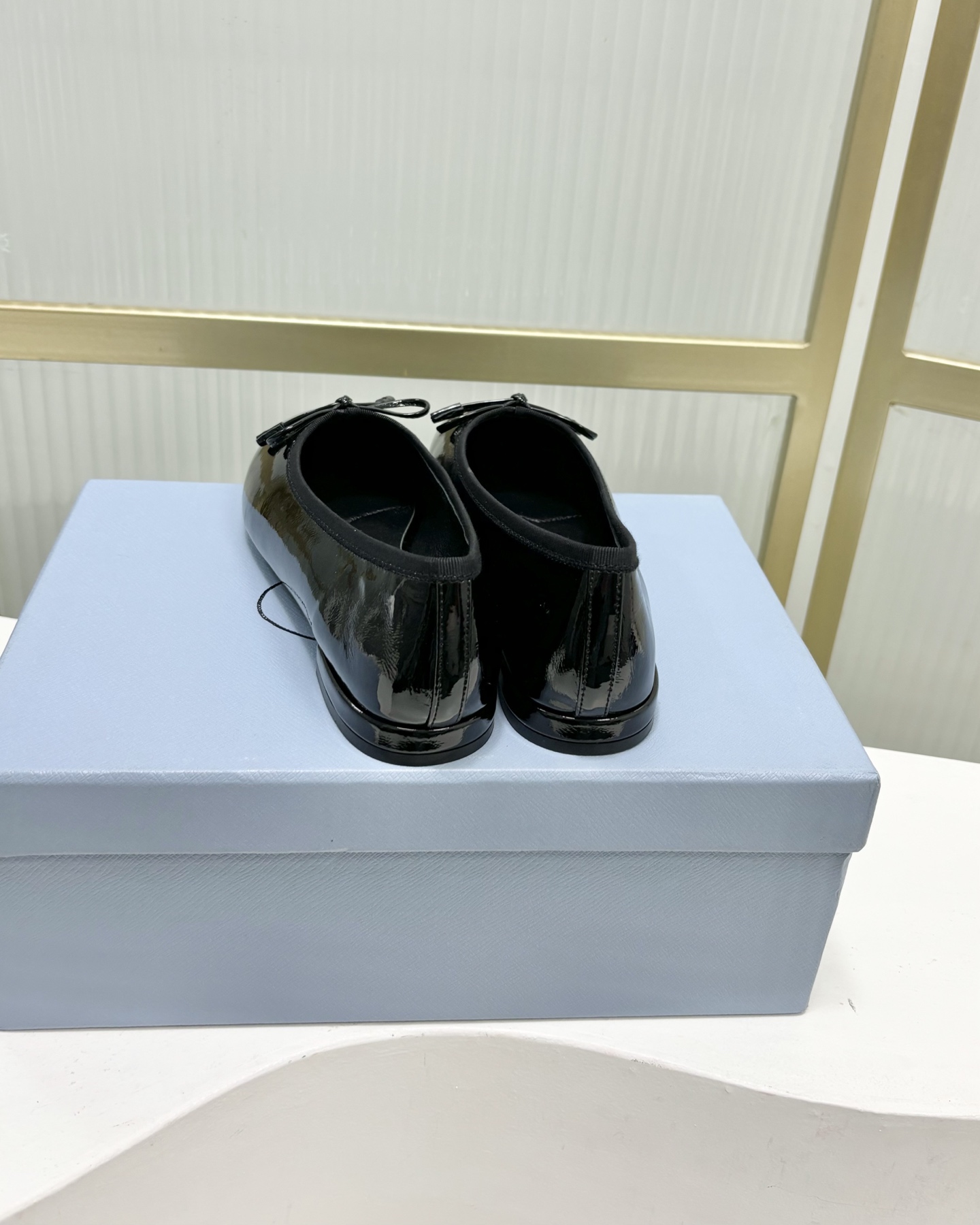 Prada Women's Black Leather Ballet Flats with Bow and Logo Accent 8 i1741011012146 9522 0 6