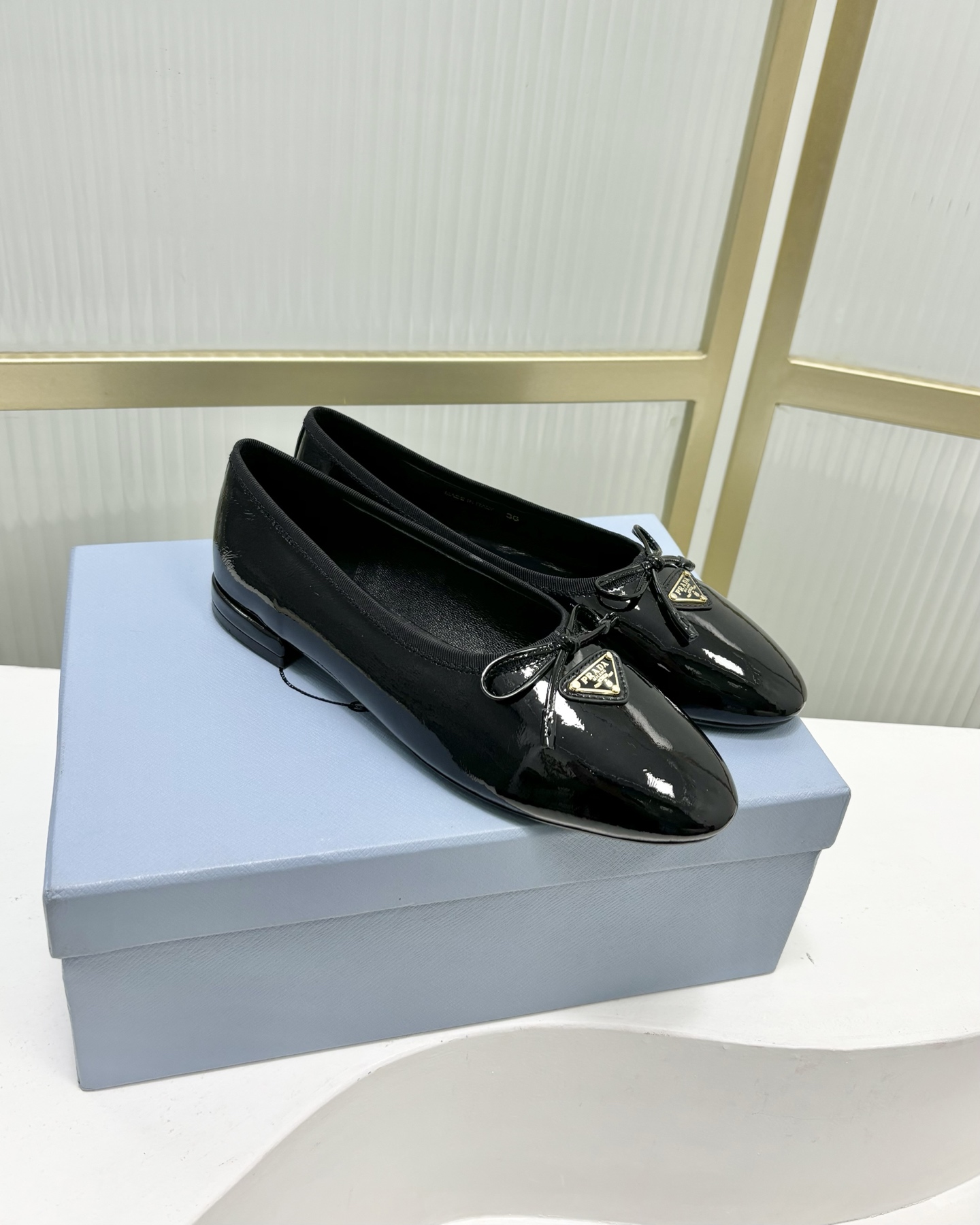 Prada Women's Black Leather Ballet Flats with Bow and Logo Accent 4 i1741011014179 3714 0 2