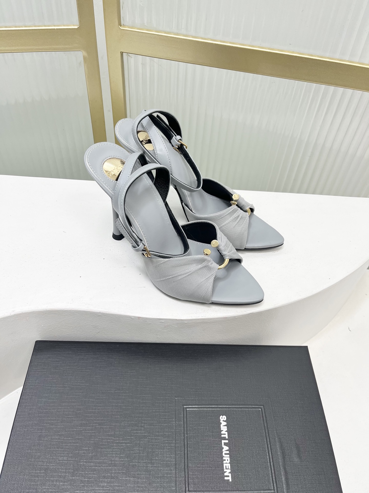 Saint Laurent Women's Mesh Pointed Toe Slingback High Heel Sandals 4 i1753220307697 7178 0 2