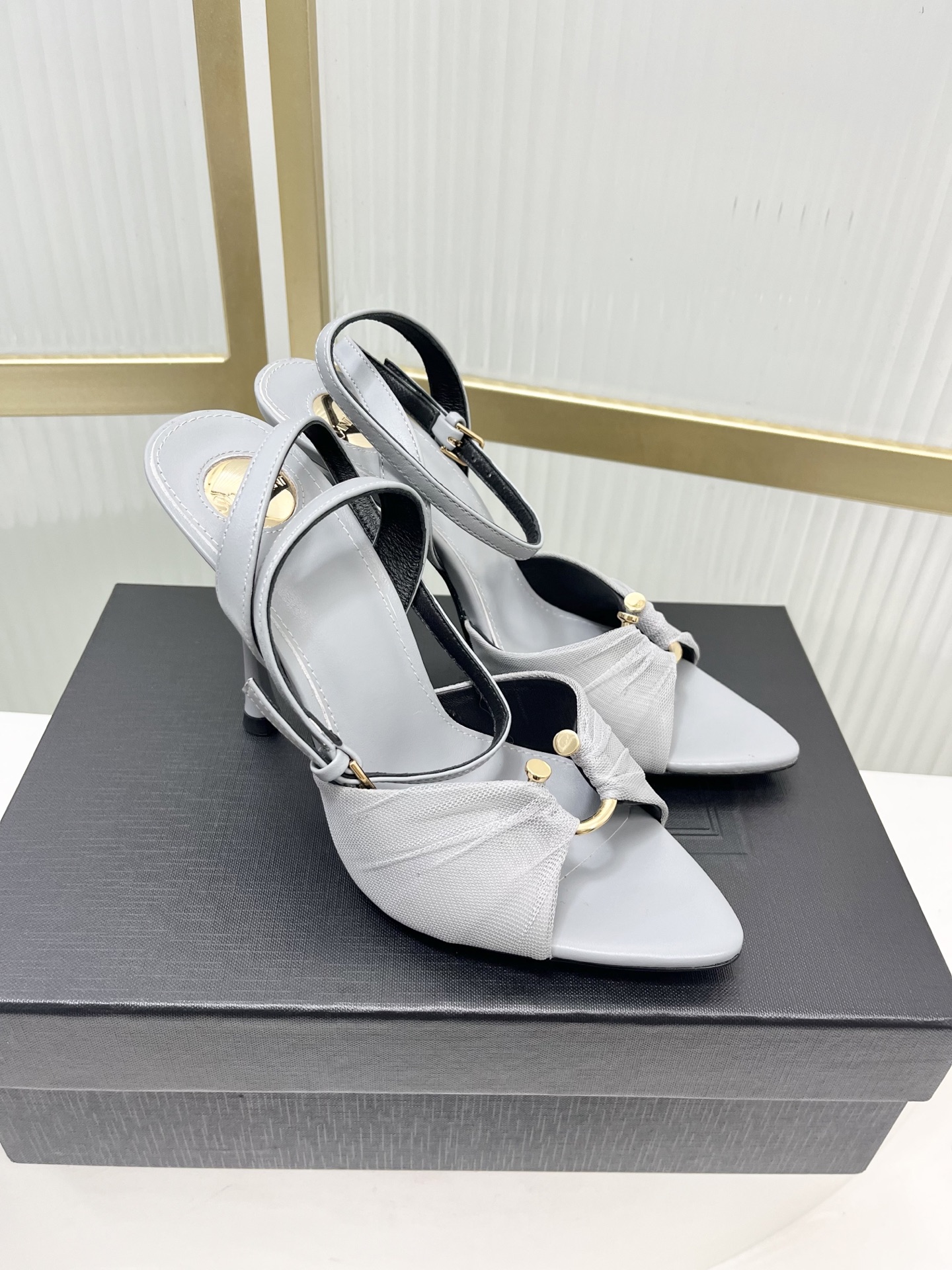 Saint Laurent Women's Mesh Pointed Toe Slingback High Heel Sandals 6 i1753220307826 7841 0 4